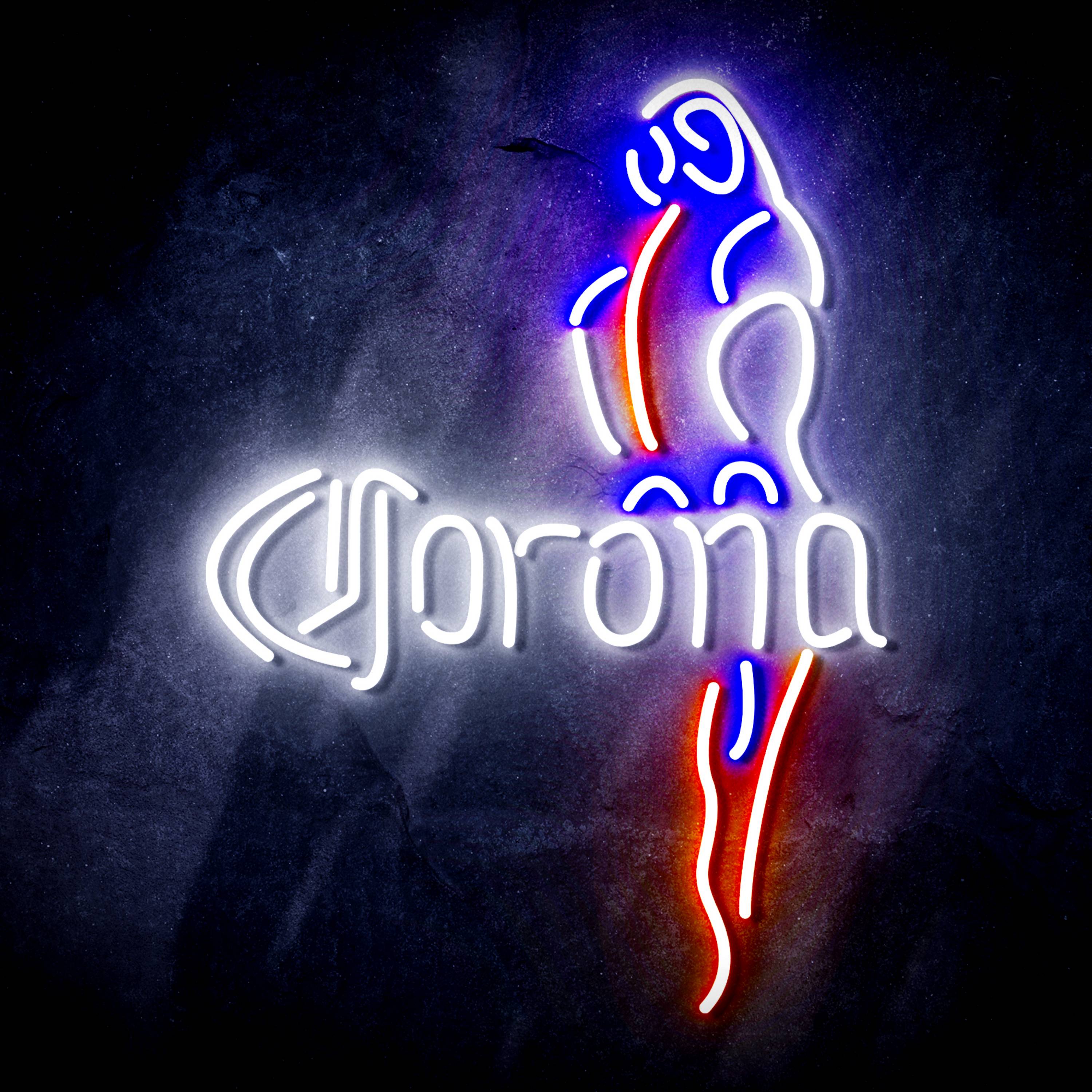 Corona with Parrot Flex Neon-like LED Sign