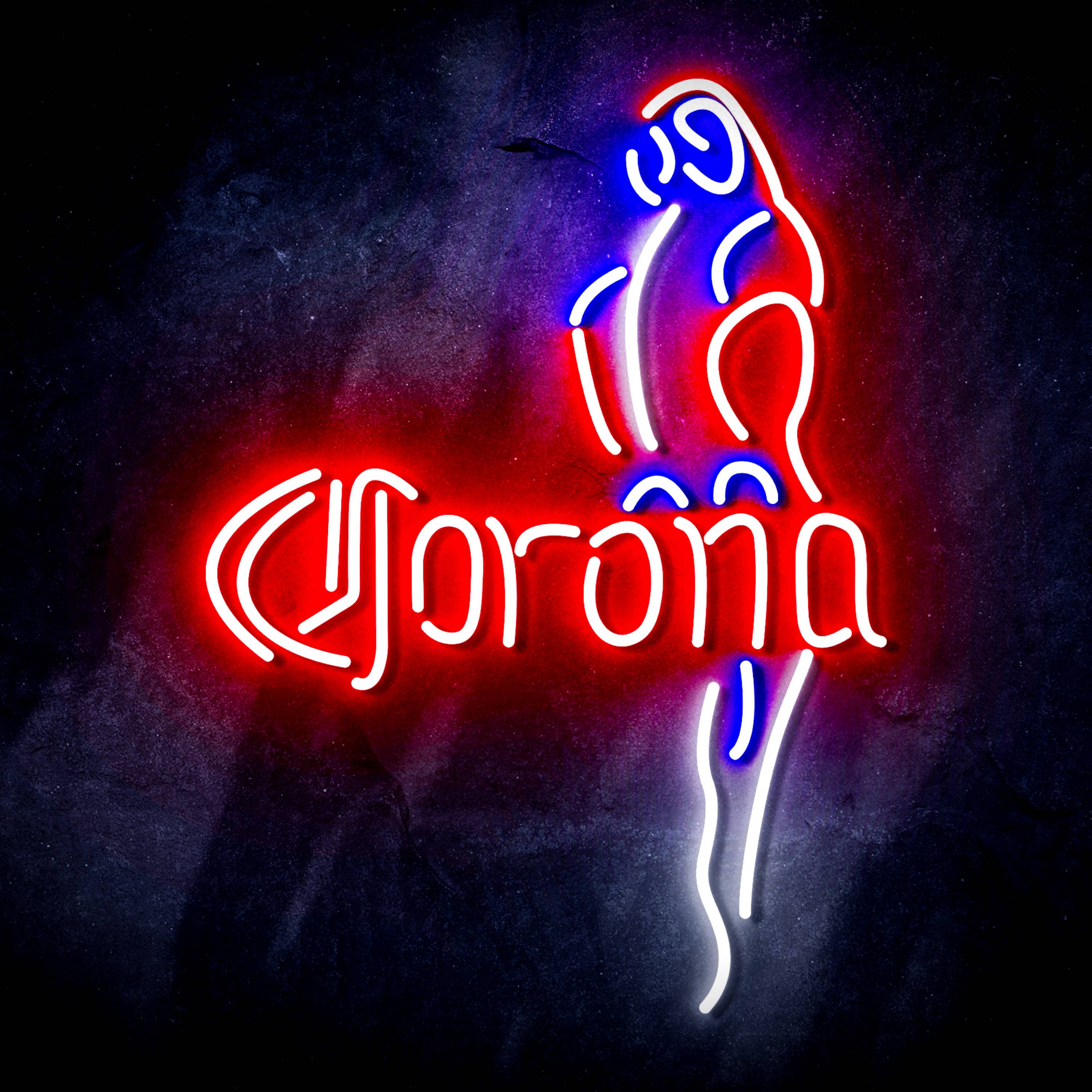 Corona with Parrot Flex Neon-like LED Sign