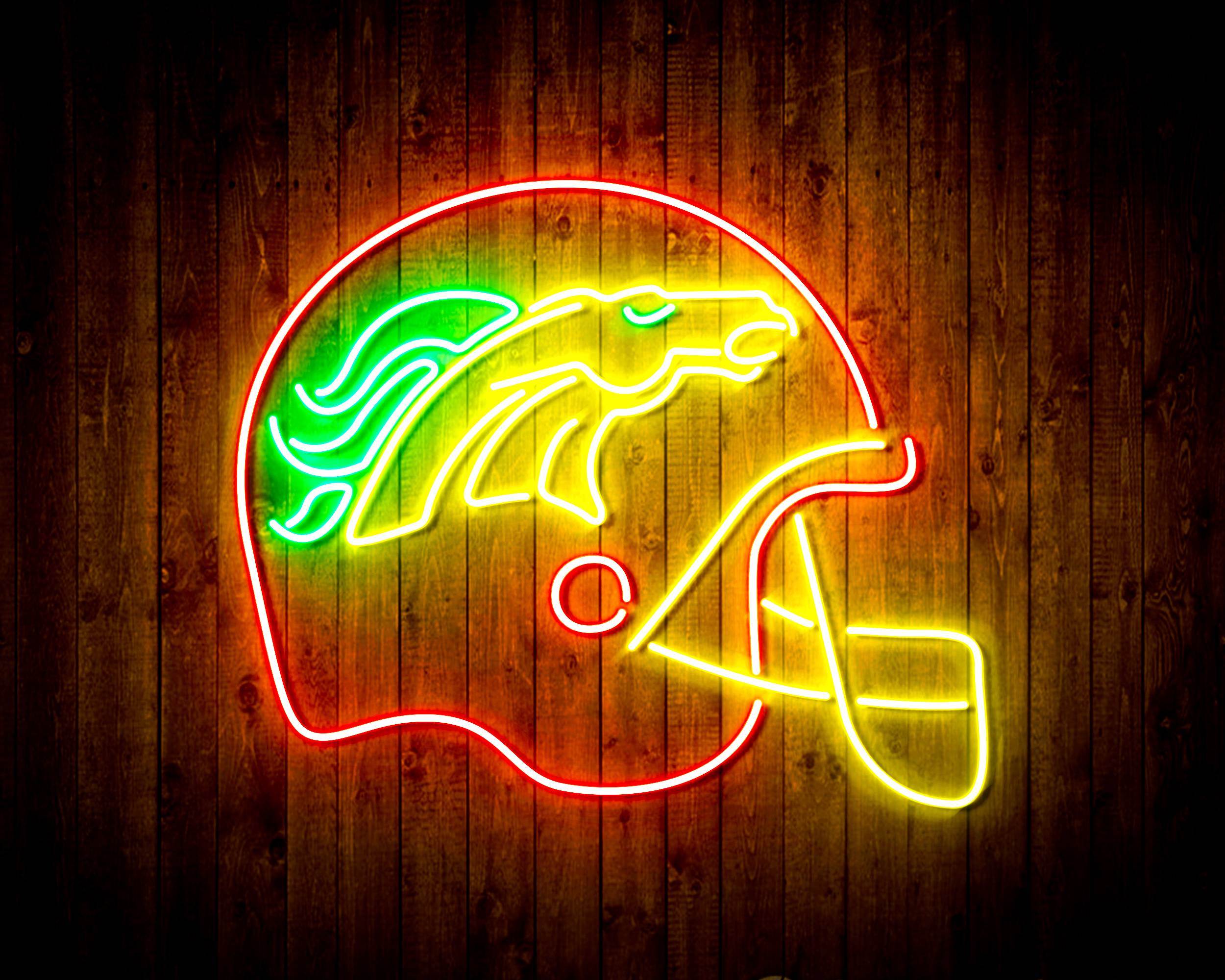 NFL Helmet Denver Broncos Bar Neon Flex Led Light Sign