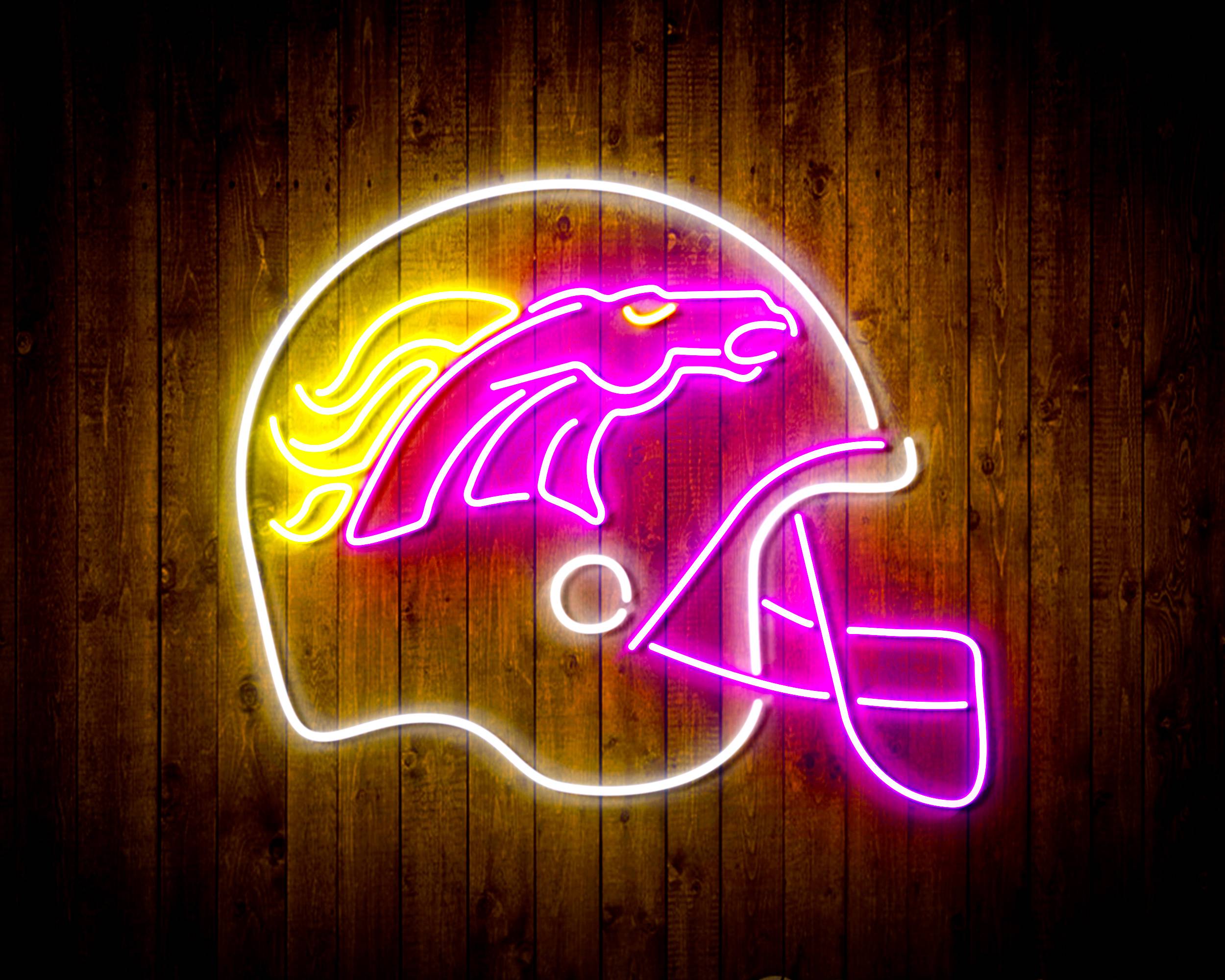 NFL Helmet Denver Broncos Bar Neon Flex Led Light Sign