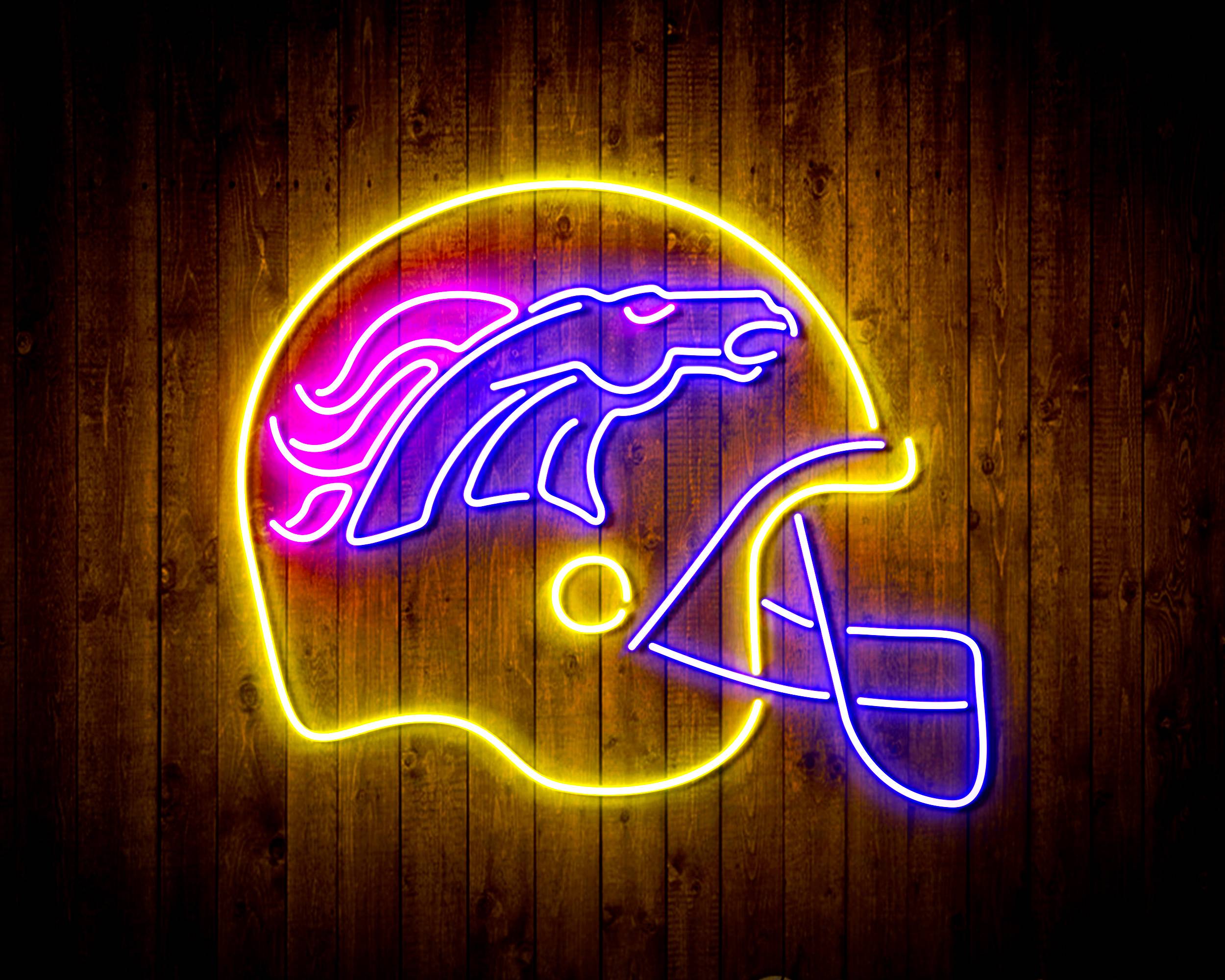 NFL Helmet Denver Broncos Bar Neon Flex Led Light Sign