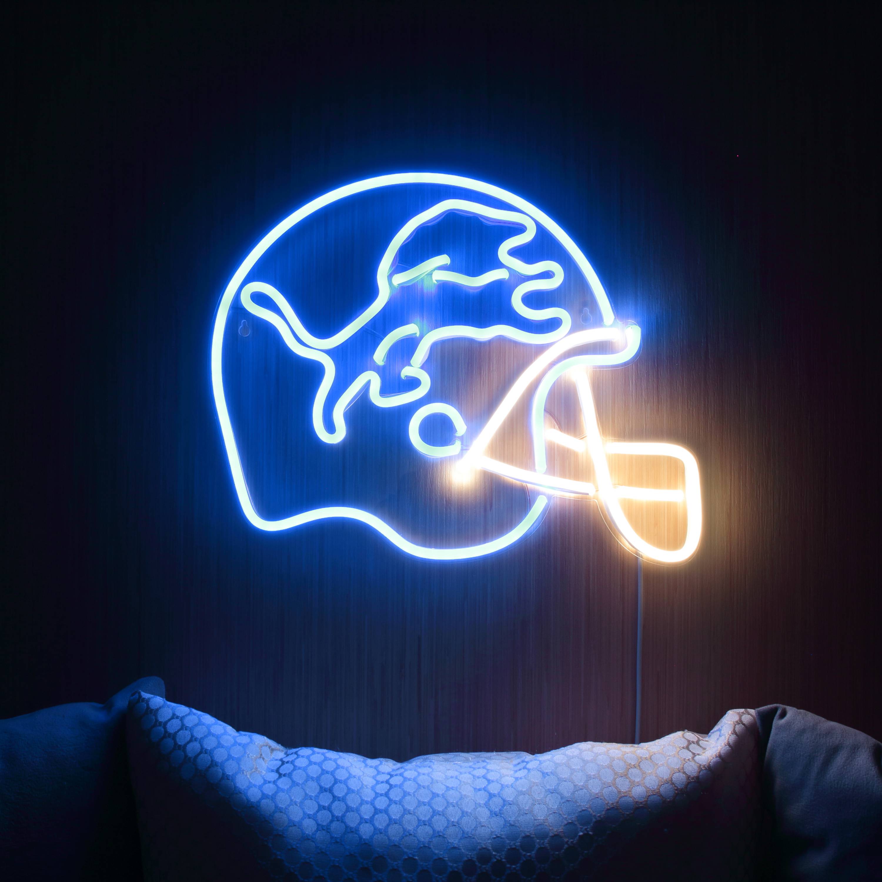 NFL Helmet Detroit Lions Large Flex Neon LED Light Sign