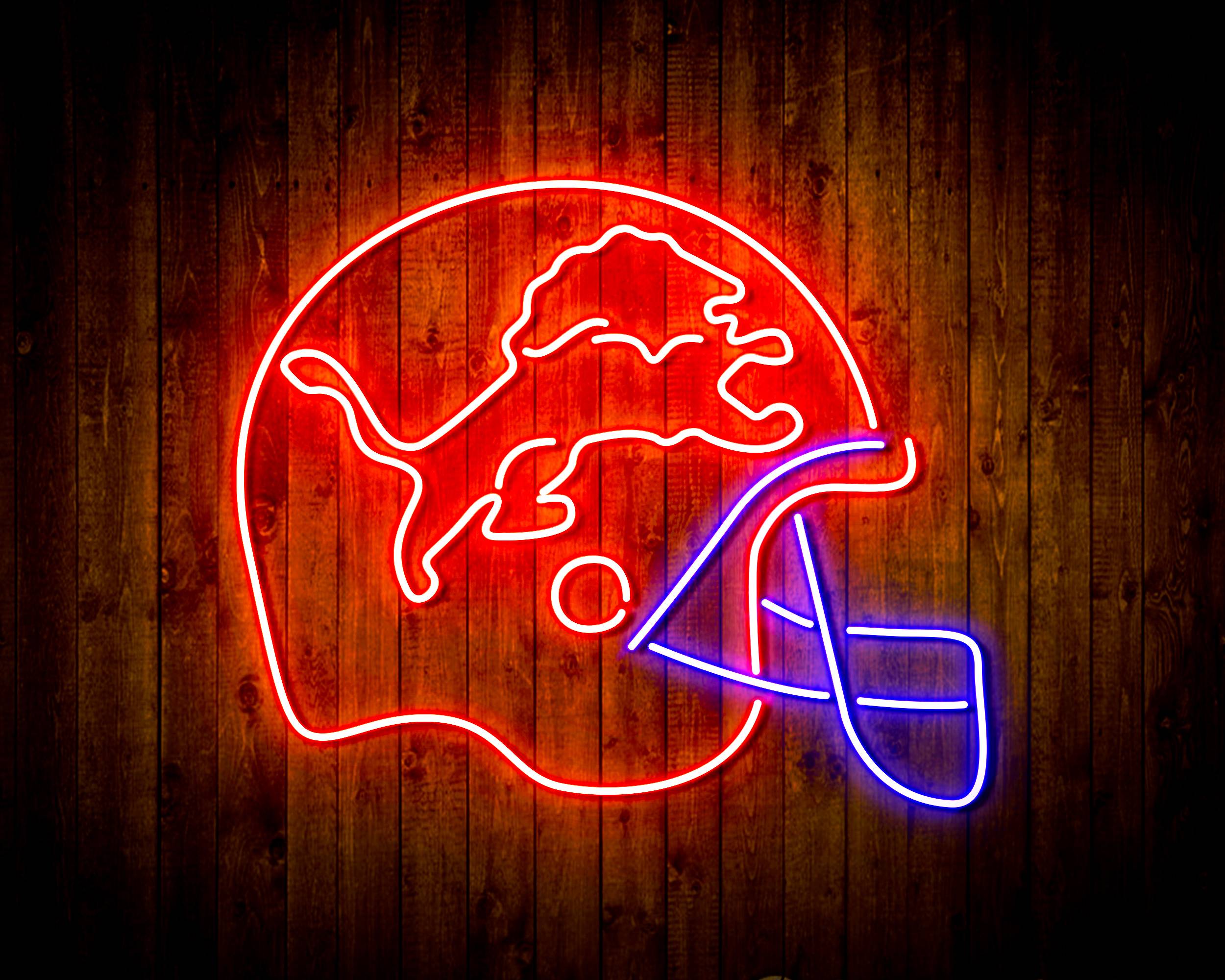 NFL Helmet Detroit Lions Bar Neon Flex LED Light Sign