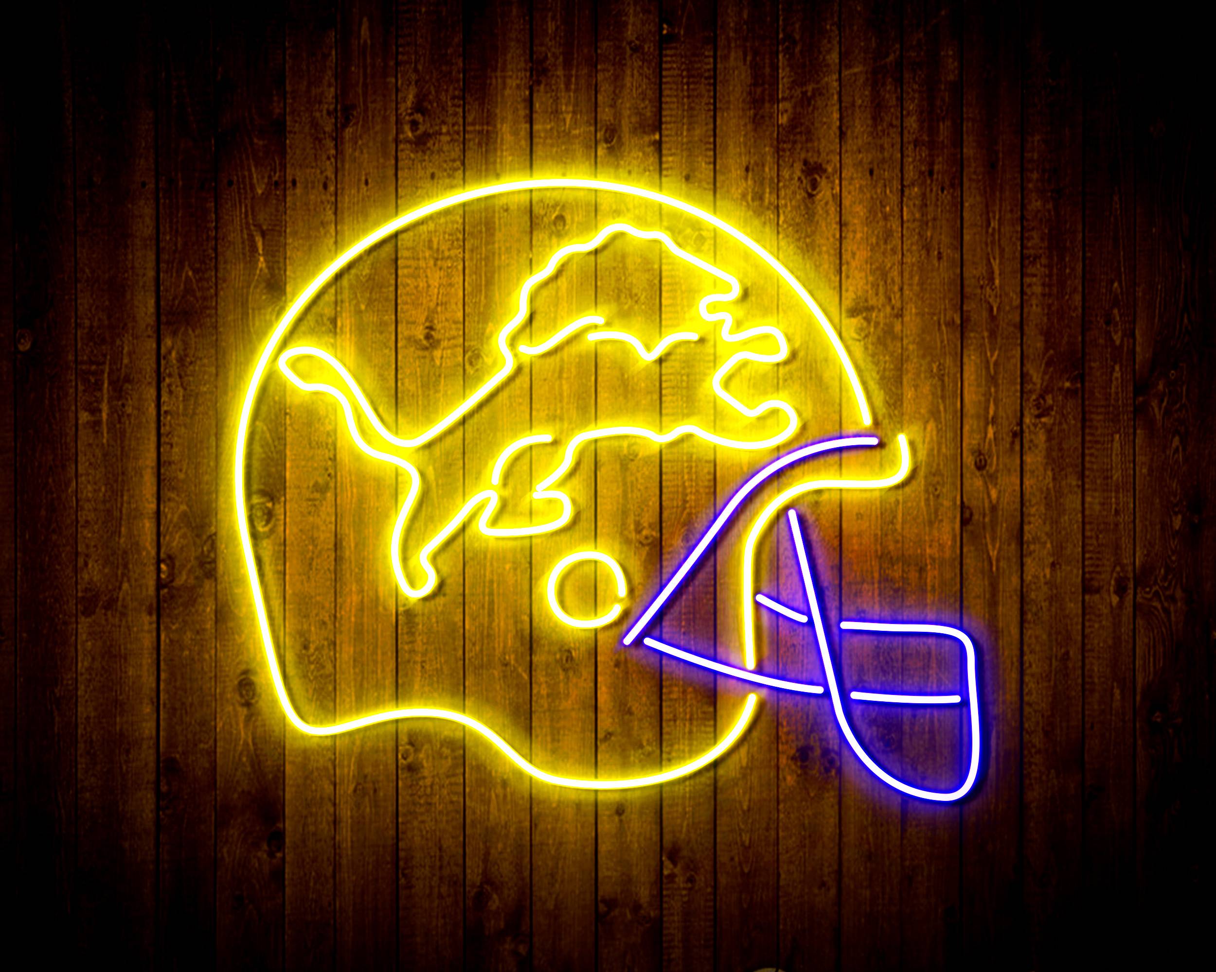 NFL Helmet Detroit Lions Bar Neon Flex LED Light Sign