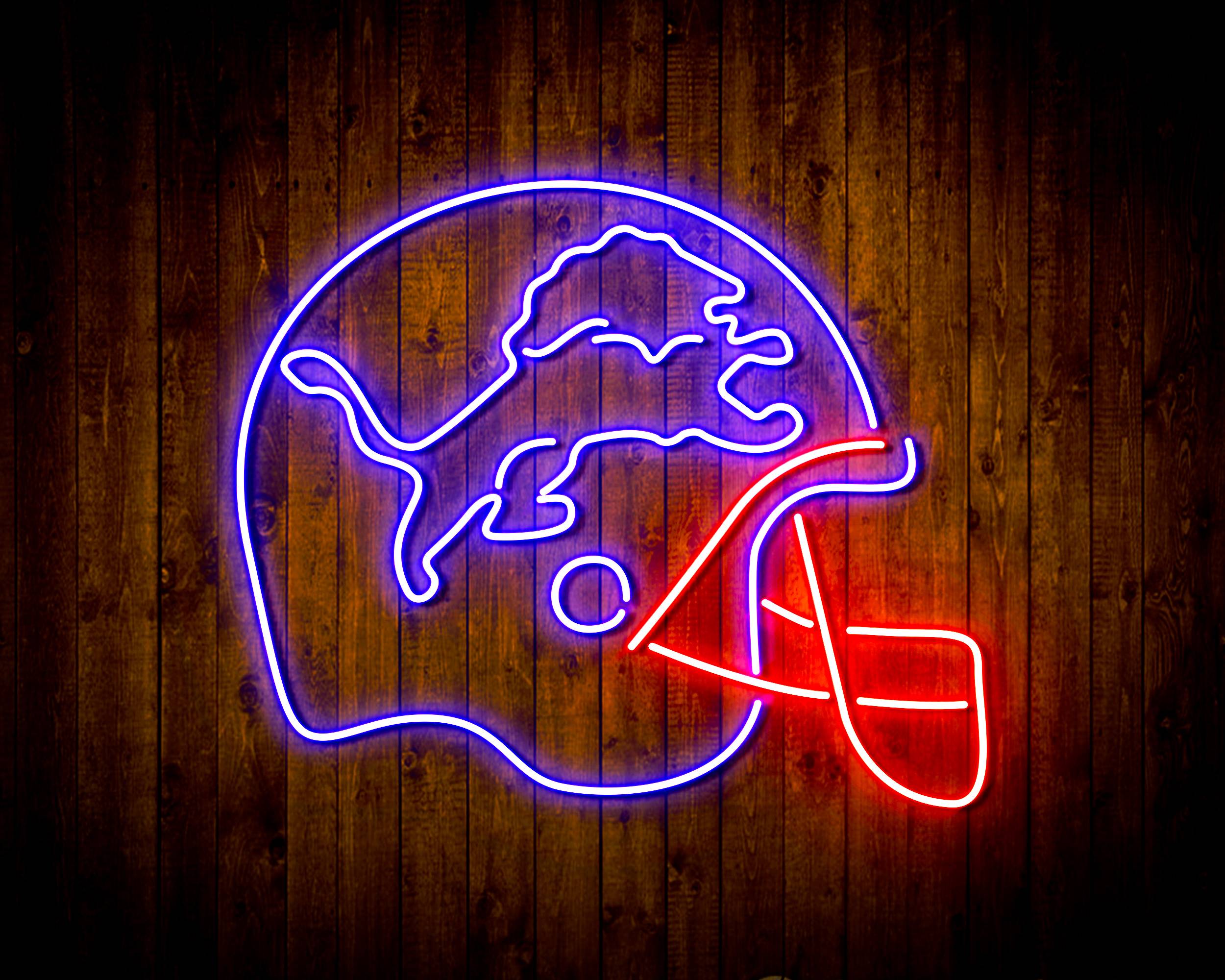 NFL Helmet Detroit Lions Bar Neon Flex LED Light Sign