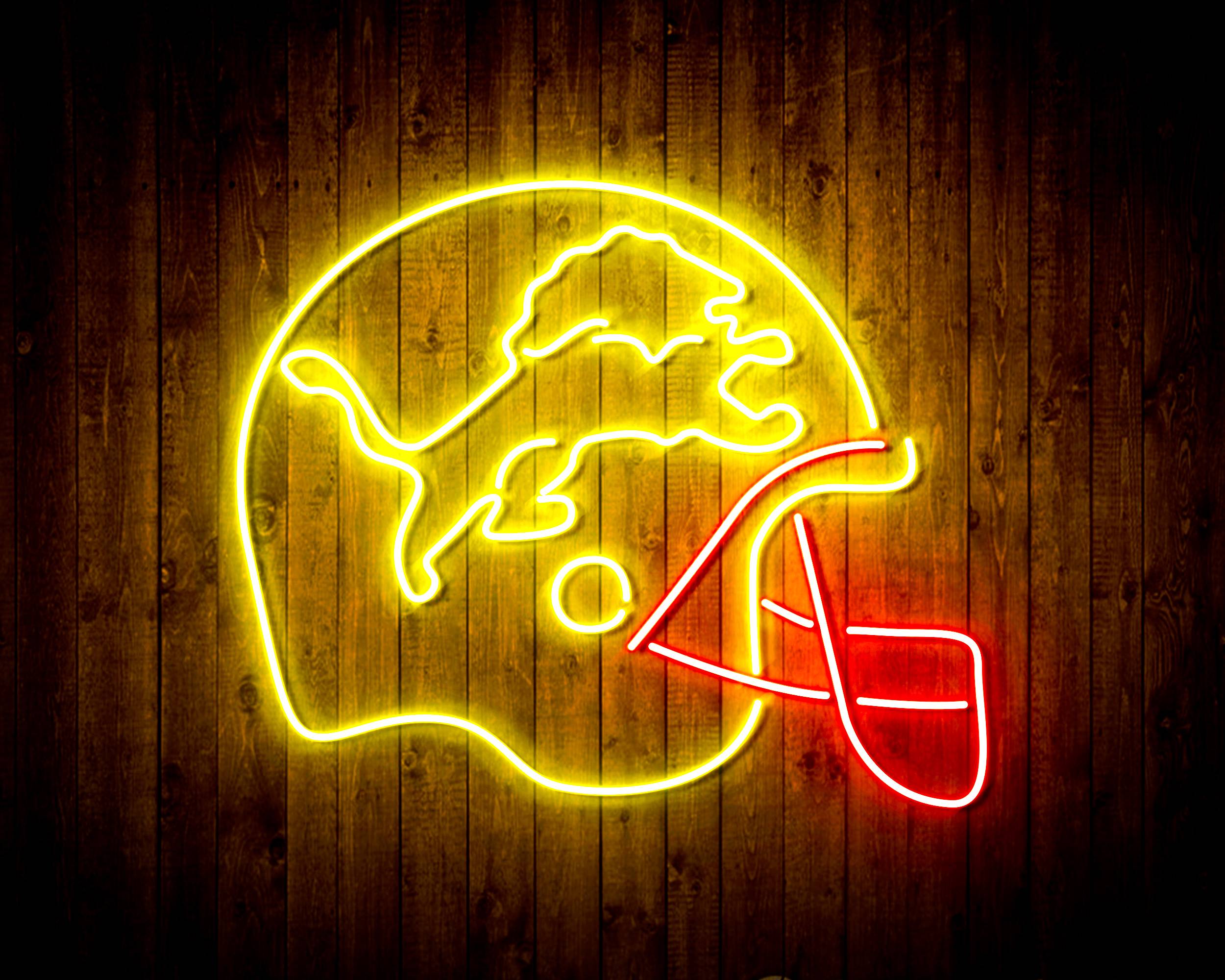 NFL Helmet Detroit Lions Bar Neon Flex LED Light Sign