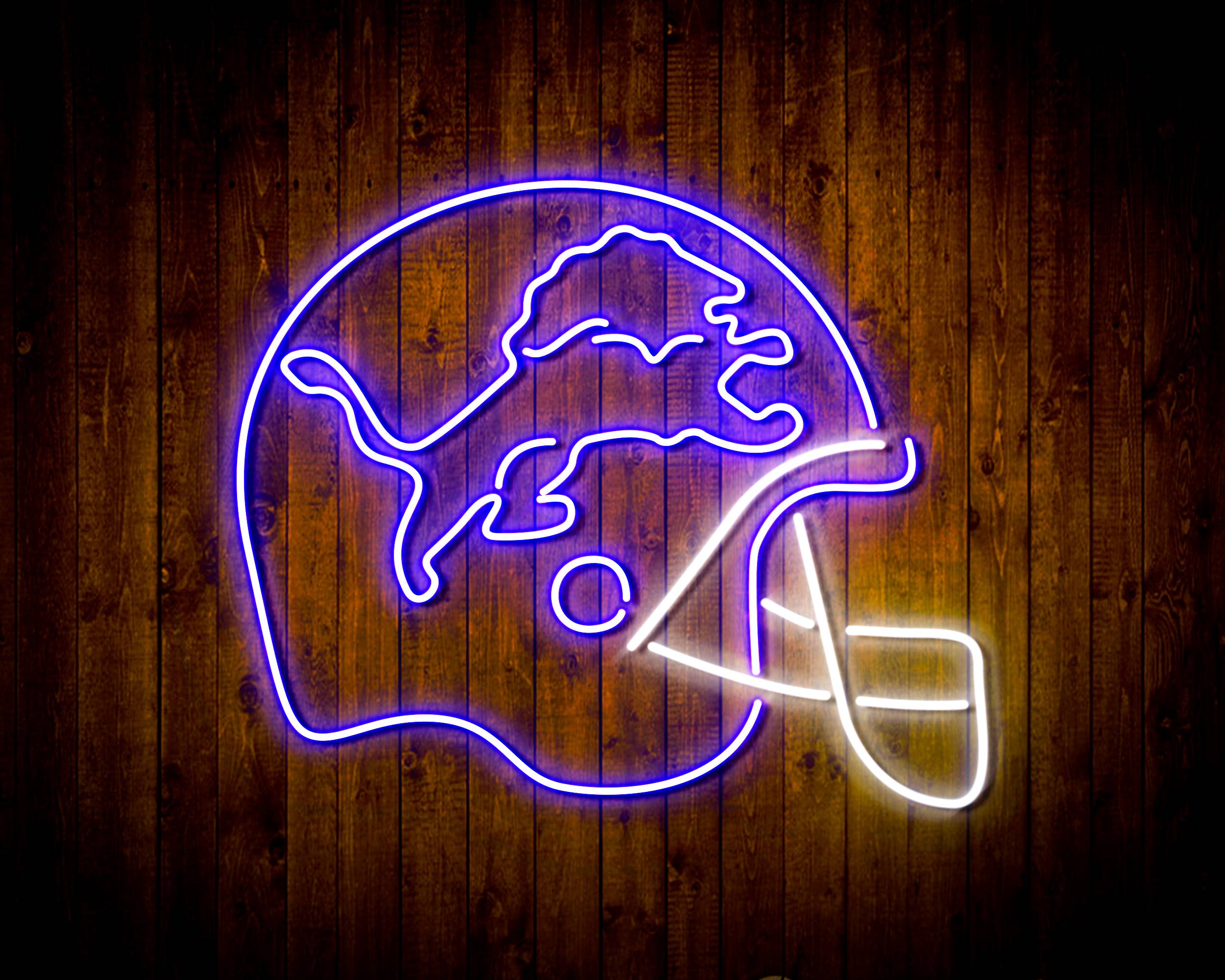 NFL Helmet Detroit Lions Bar Neon Flex LED Light Sign