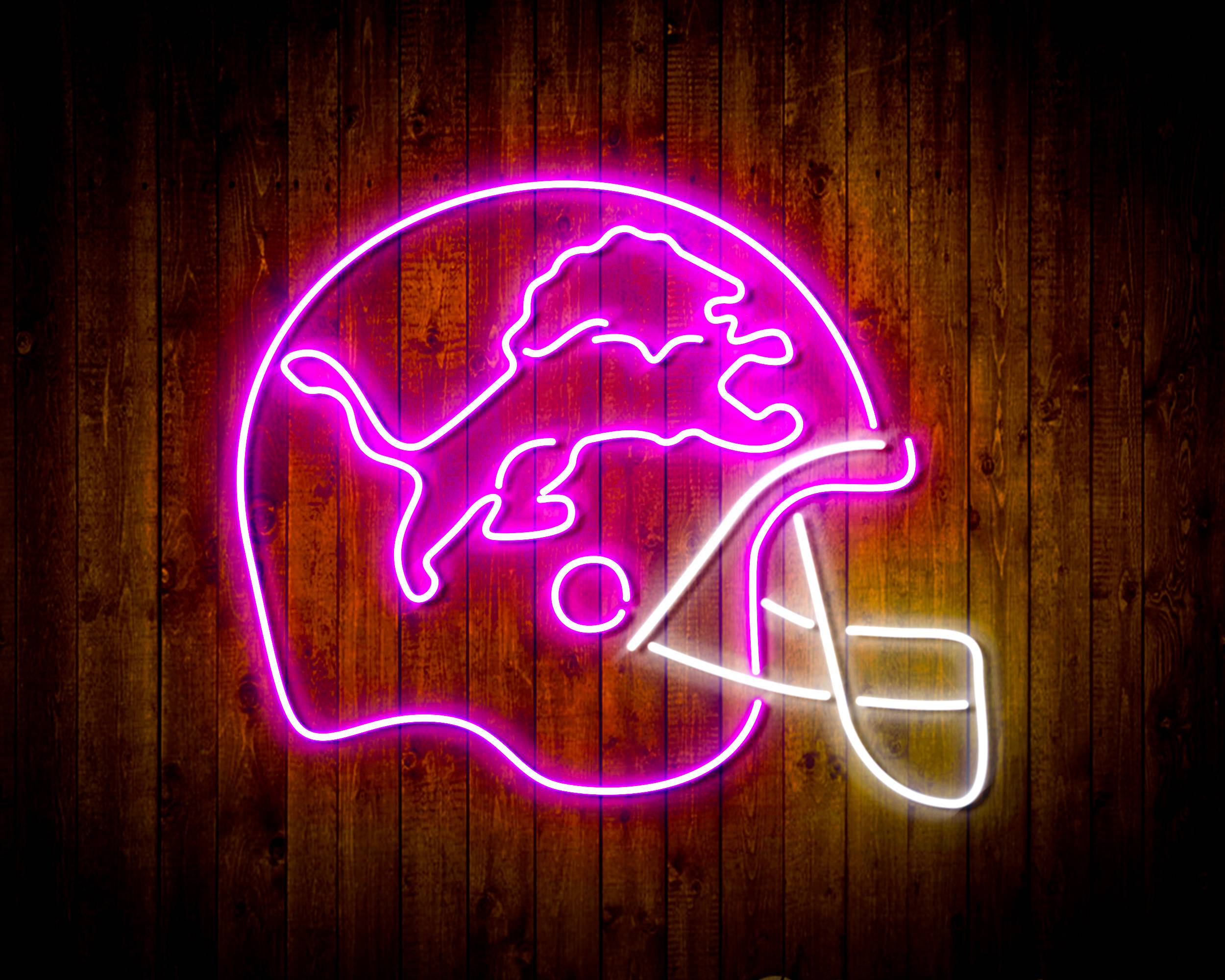 NFL Helmet Detroit Lions Bar Neon Flex LED Light Sign