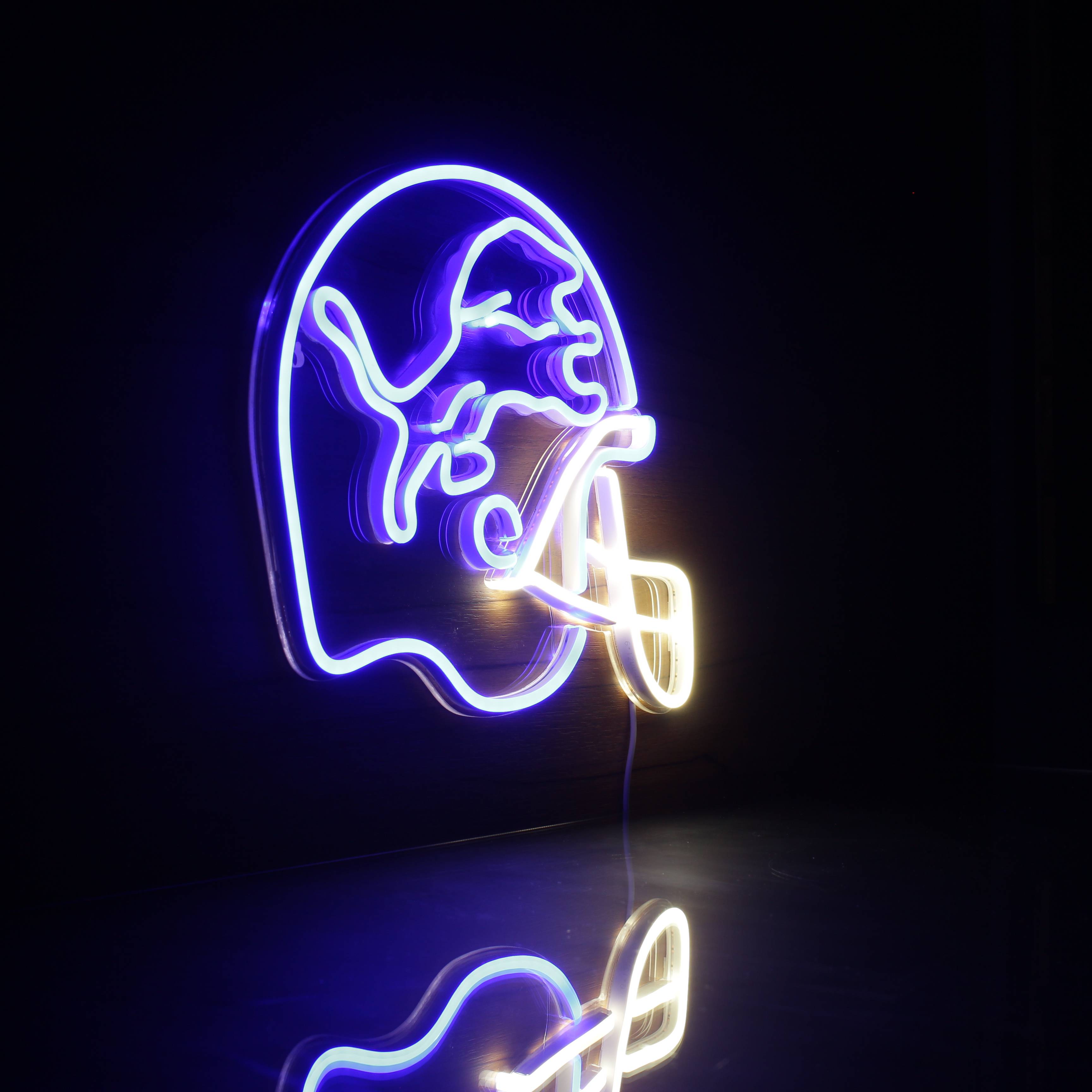 NFL Helmet Detroit Lions Bar Neon Flex LED Light Sign