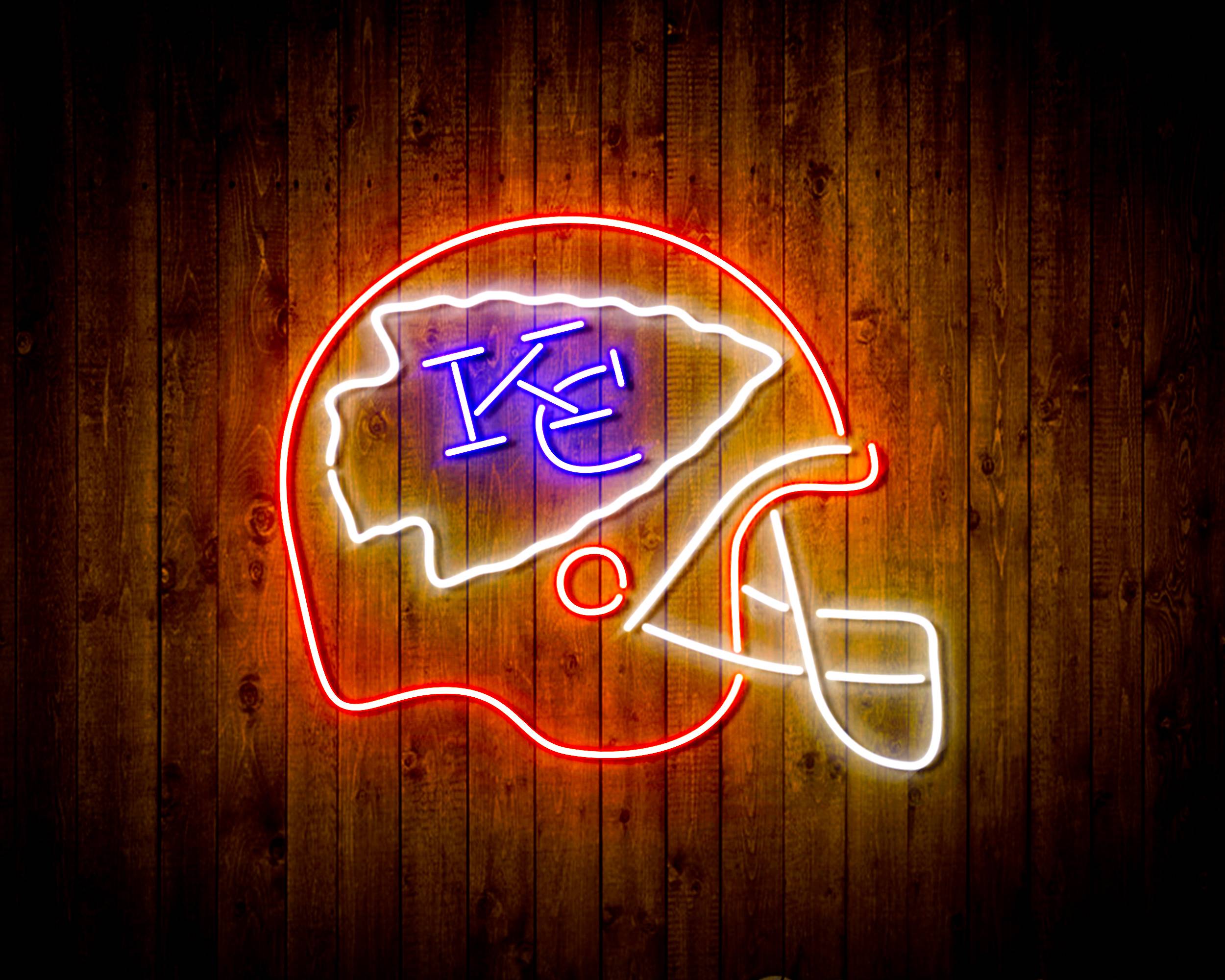 Kansas City Chiefs NFL Helmet Bar Neon Flex Led Light Sign