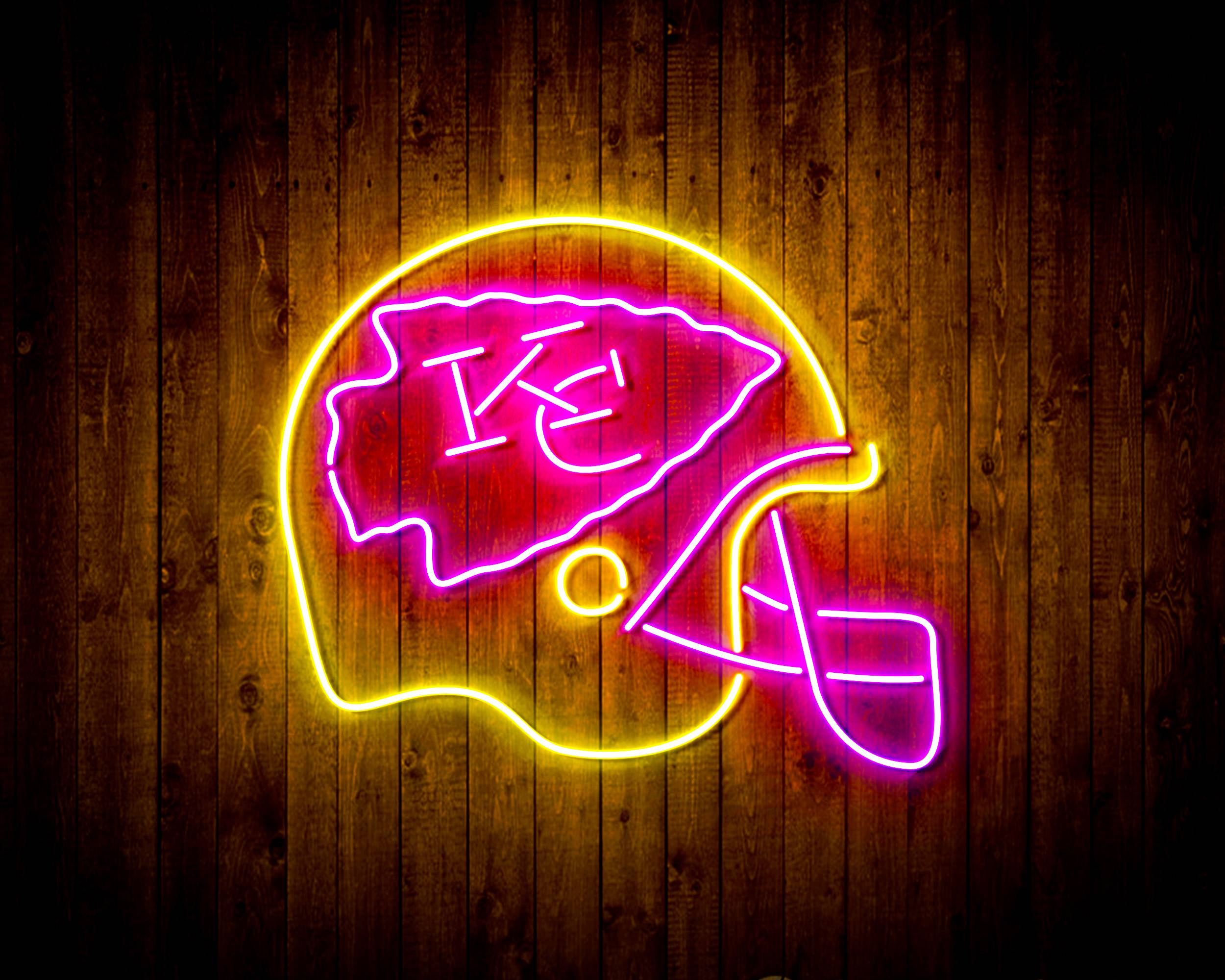 Kansas City Chiefs NFL Helmet Bar Neon Flex Led Light Sign