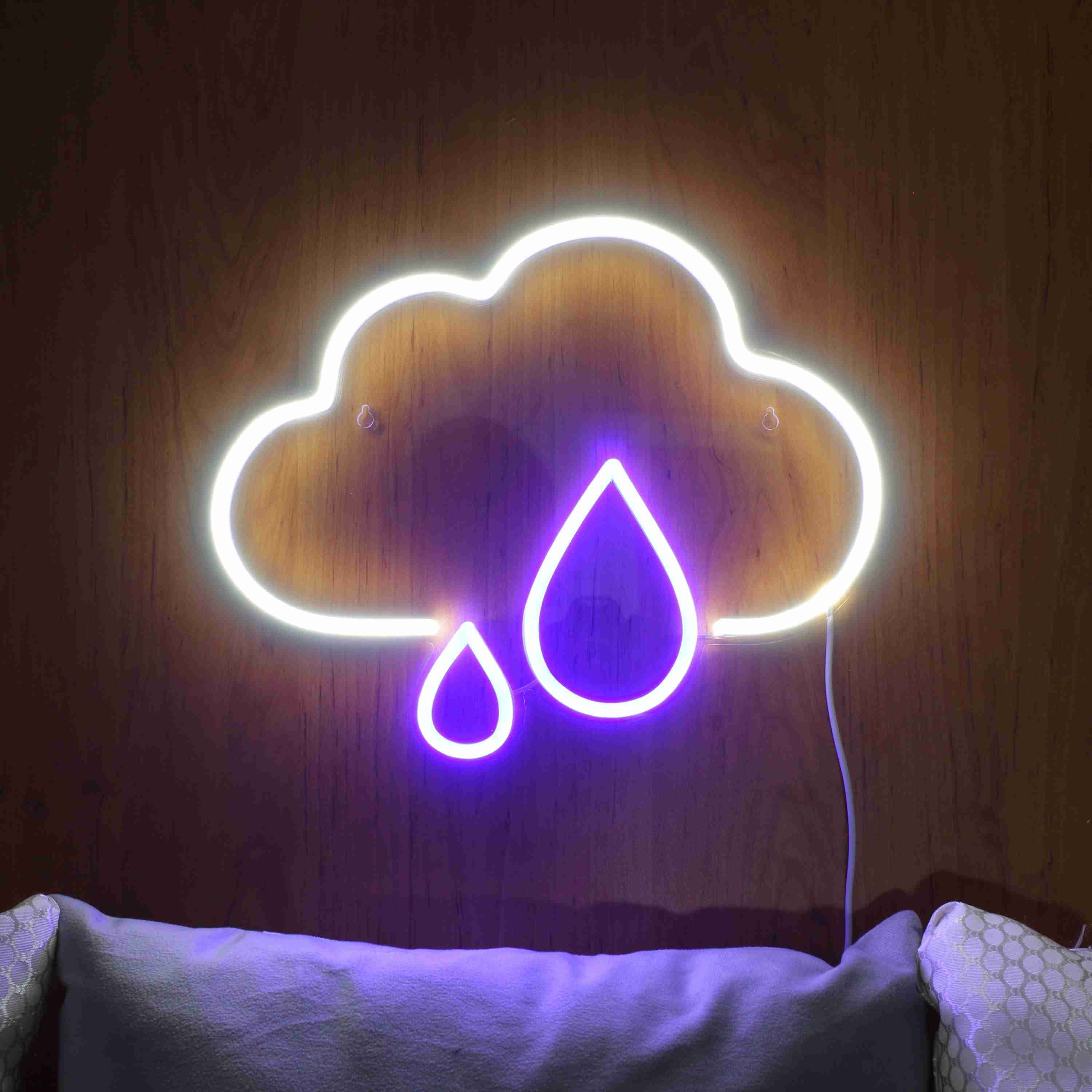 Cloud and Rain Droplet LED Neon Sign - JoyatWall