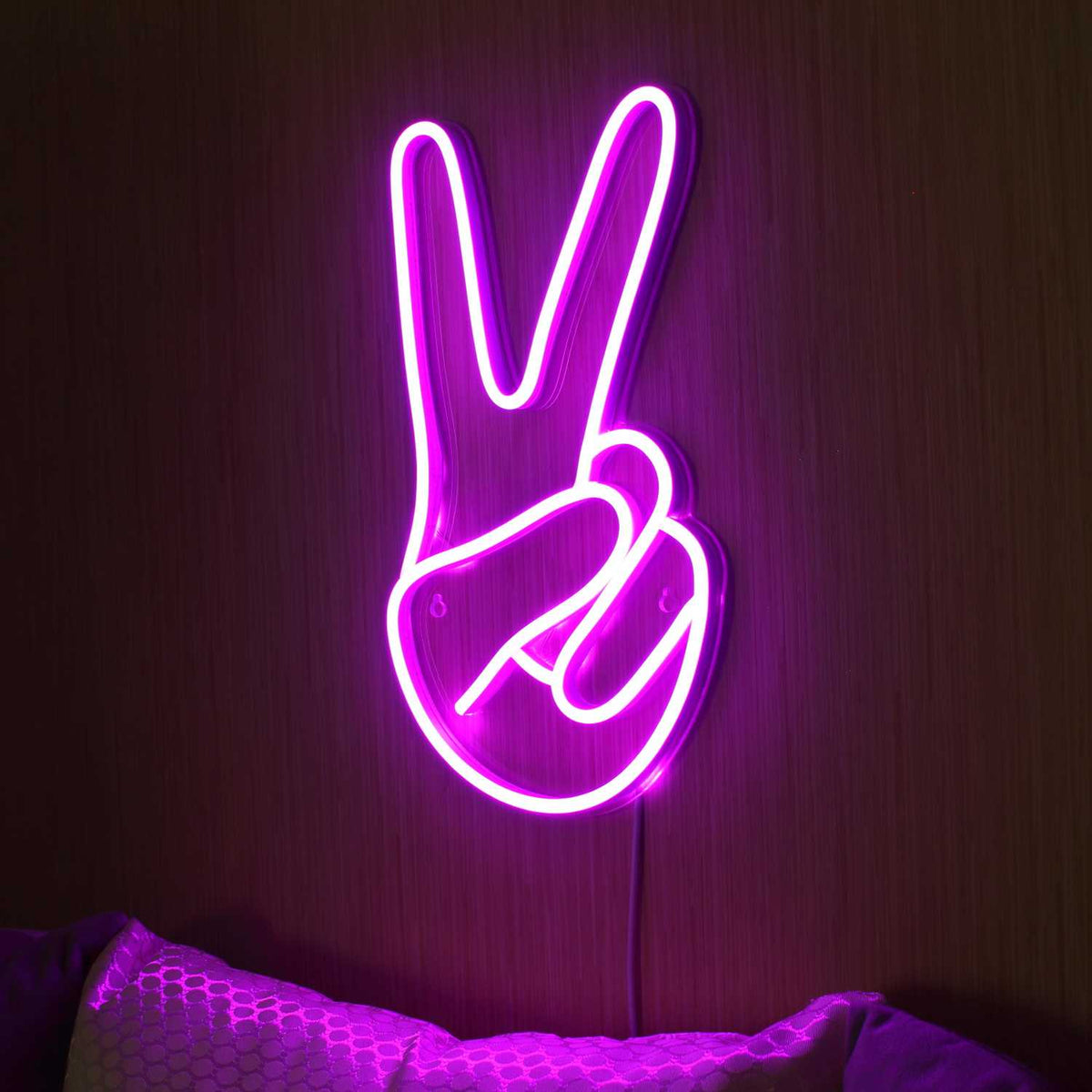 Hand Showing V Sign LED Neon Sign - JoyatWall