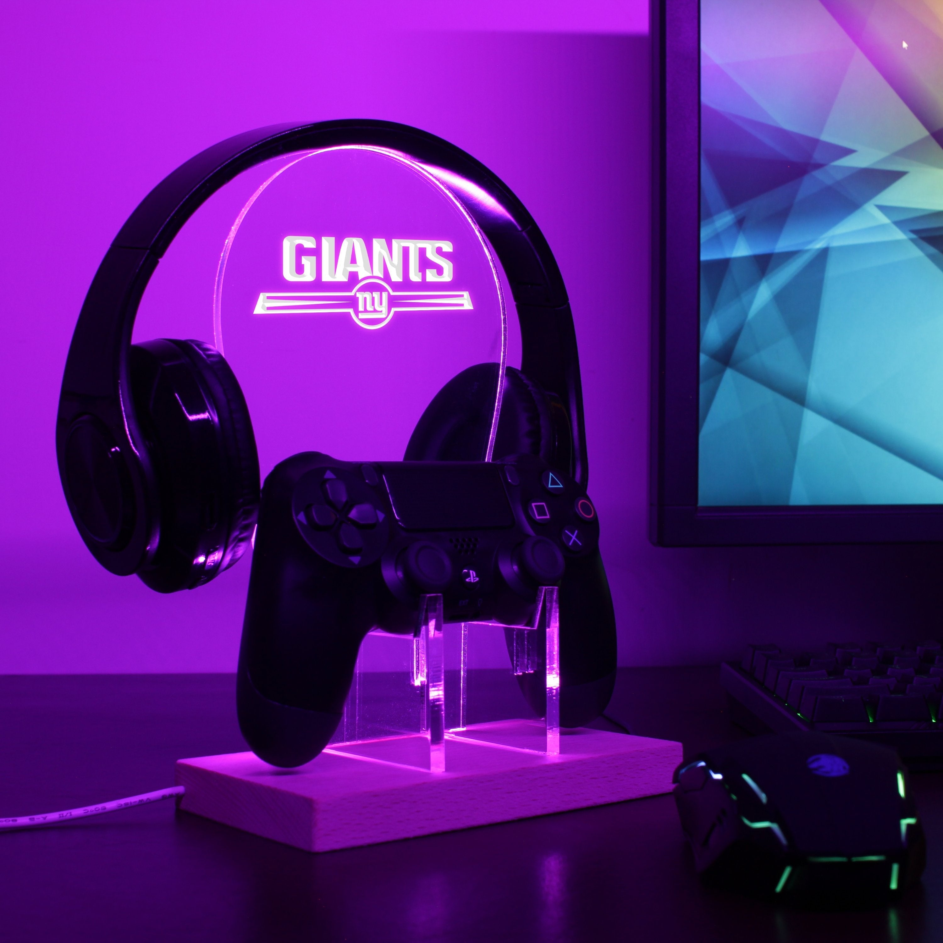 Led Game Console Stand New York Giants LED Video Game Controller Stand | PRO LED Light Sign