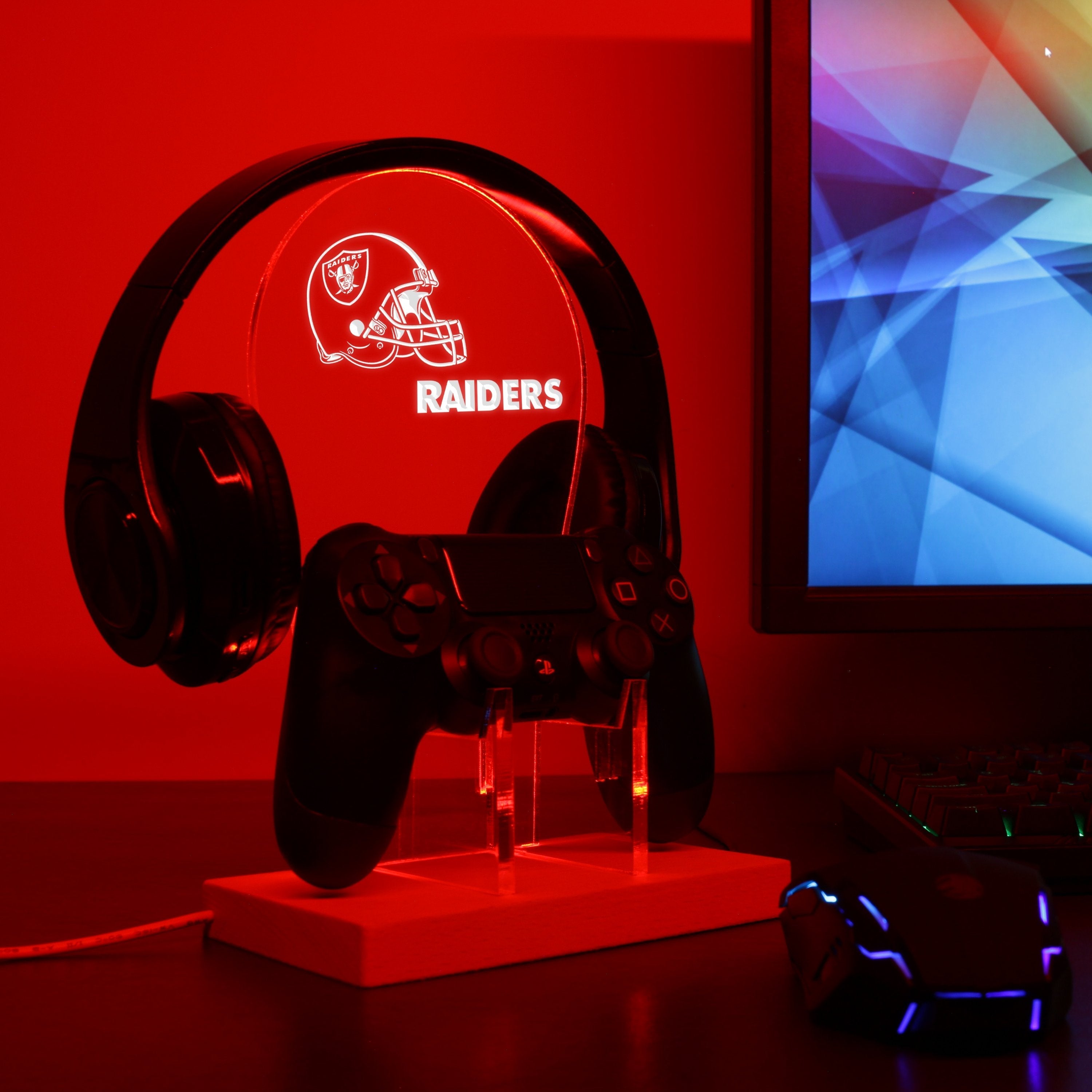 Las Vegas Raiders Helmet LED Video Game Controller Stand