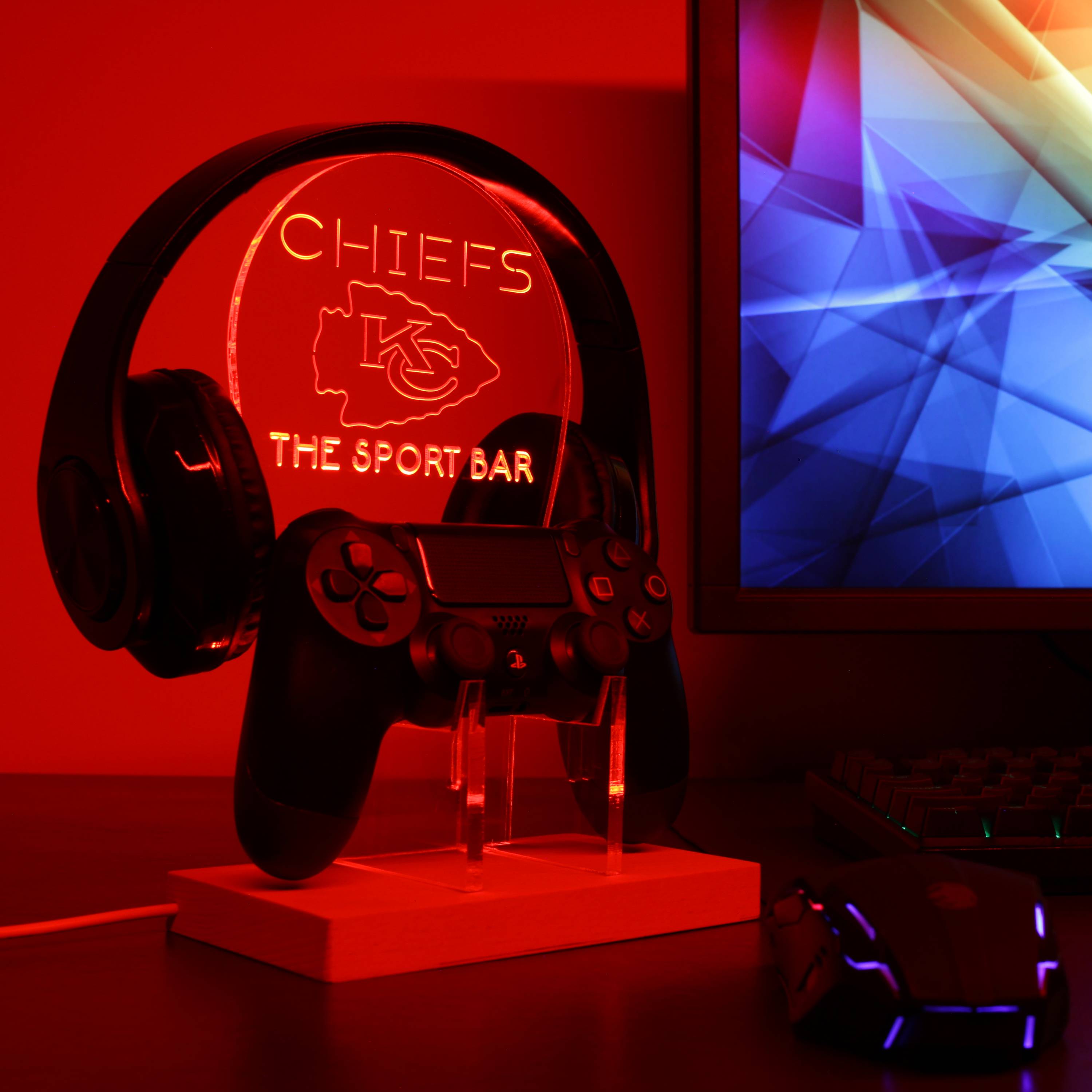 Kansas City Chiefs Personalized RGB LED Video Game Controller Stand