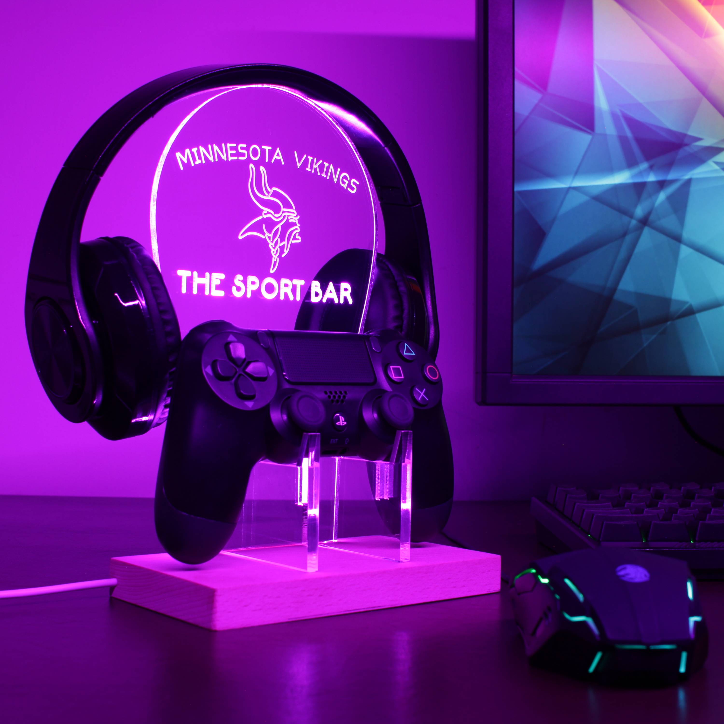 Minnesota Vikings Personalized RGB LED Video Game Controller Stand