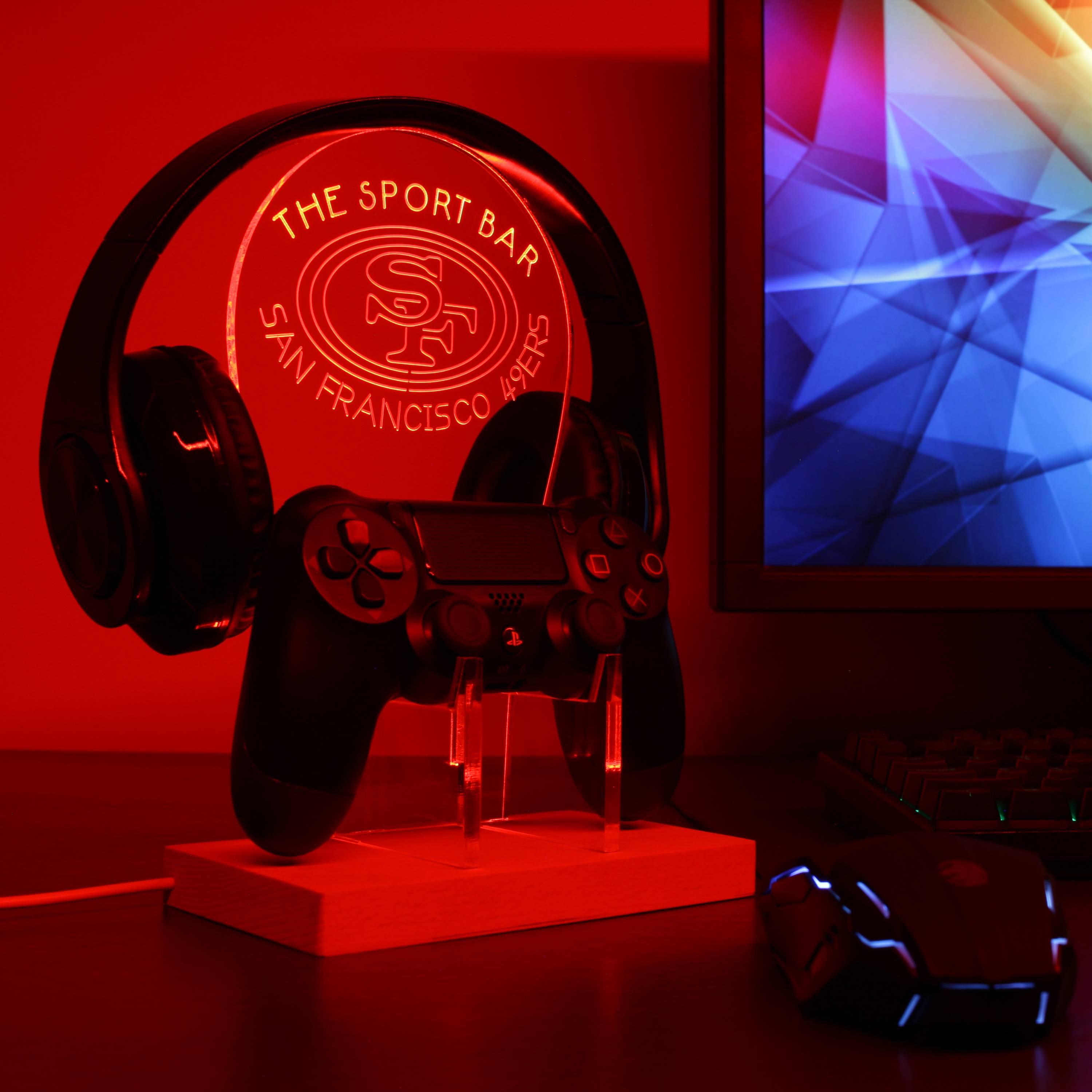 San Francisco 49ers Personalized RGB LED Video Game Controller Stand