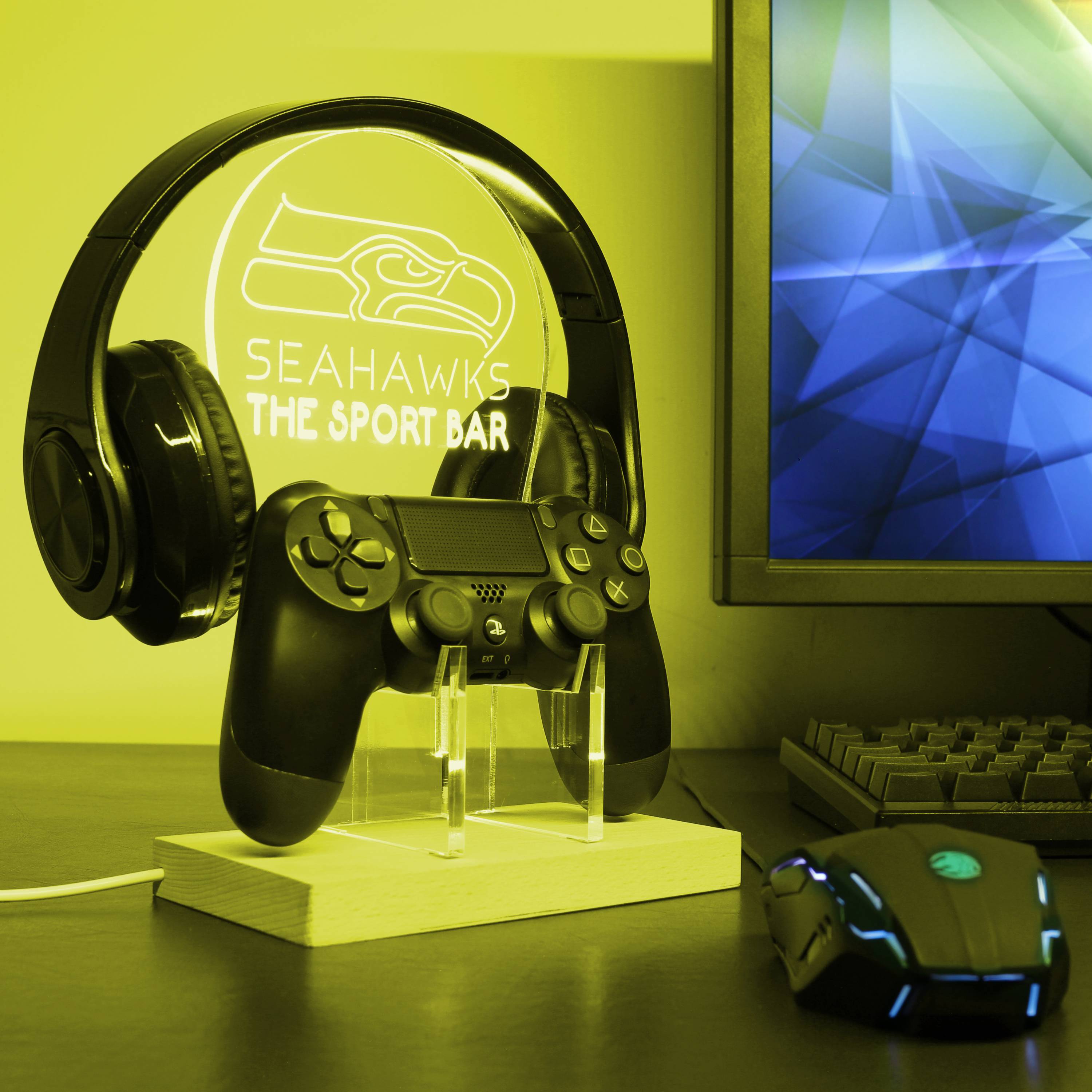 Seattle Seahawks Personalized RGB LED Video Game Controller Stand