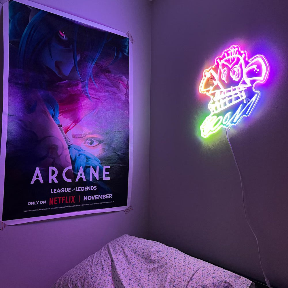 Arcane Jinx Monkey Graffity Neon Dynamic RGB Edge Lit LED Sign