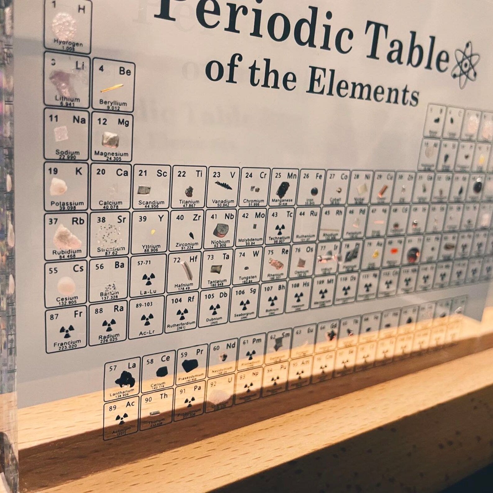 Periodic Table with Real Elements LED Night Light Table Lamp