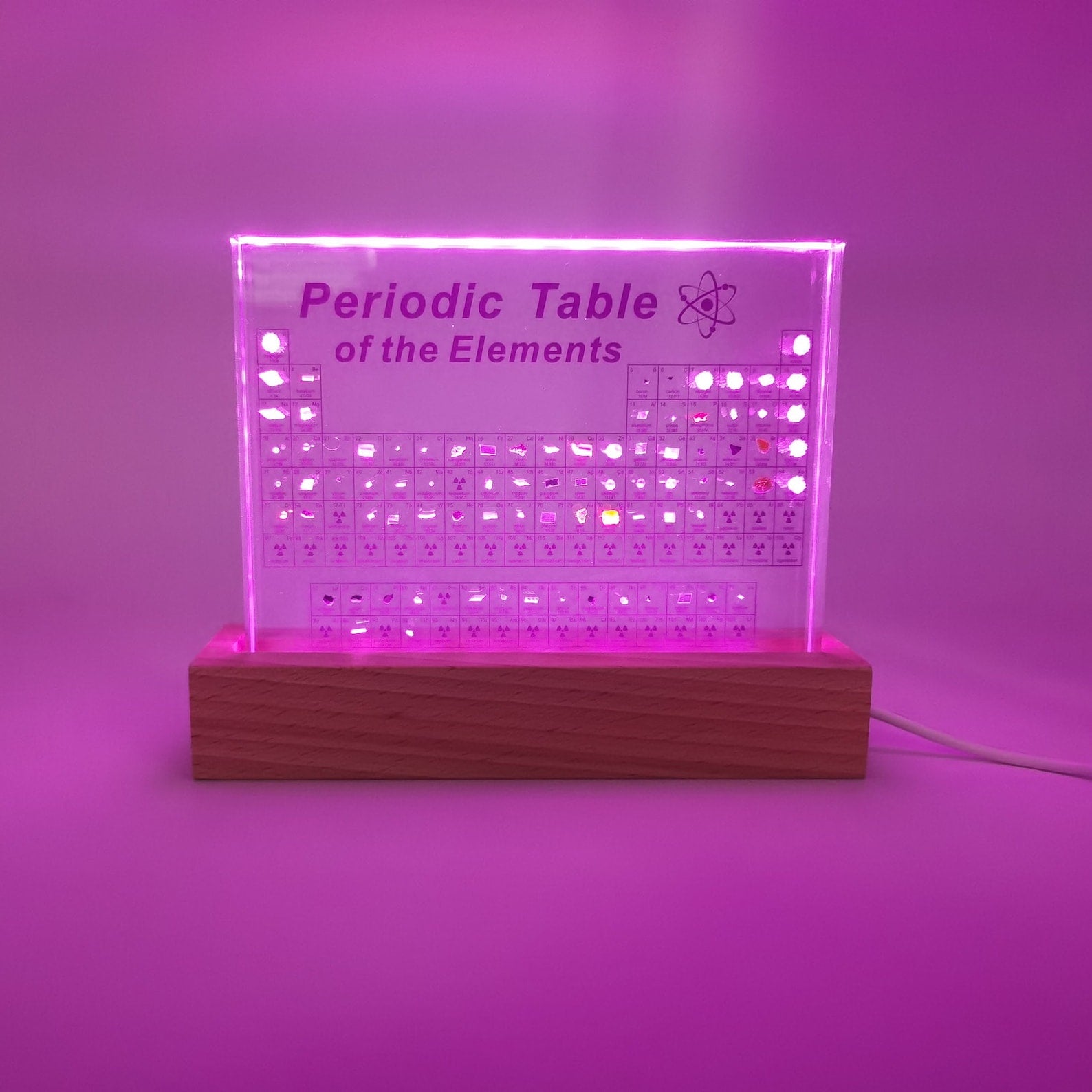 Periodic Table with Real Elements LED Night Light Table Lamp