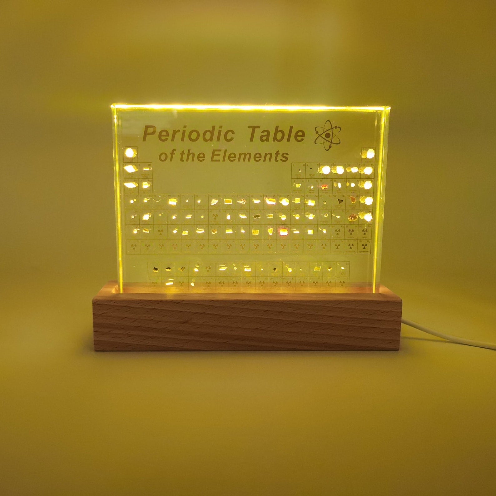 Periodic Table with Real Elements LED Night Light Table Lamp