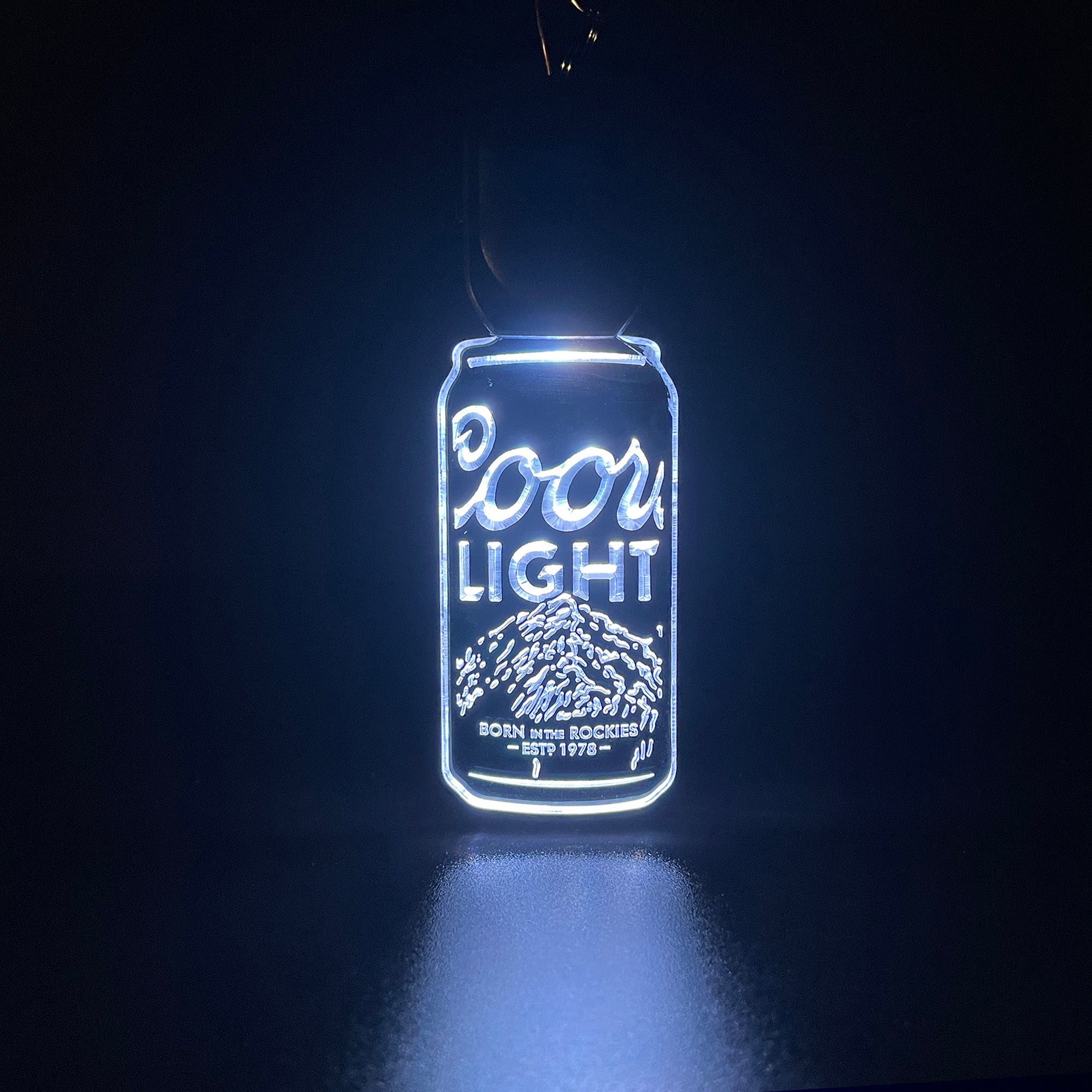 Coors Light Beer Can LED Light Acrylic Keychain