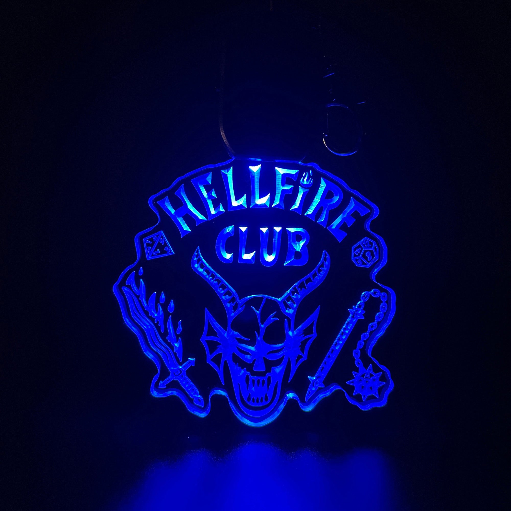 Hellfire Club Stranger Things LED Light Acrylic Keychain , Christmas Tree Decor