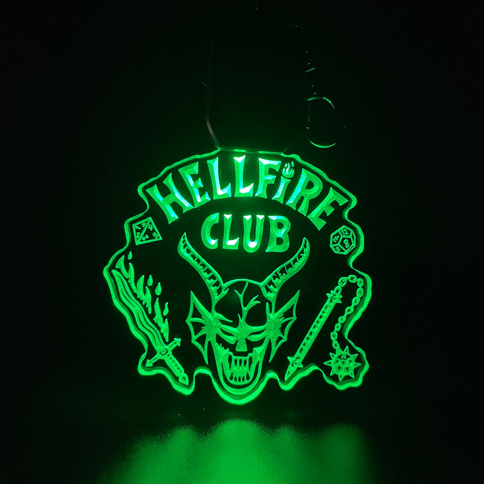 Hellfire Club Stranger Things LED Light Acrylic Keychain , Christmas Tree Decor