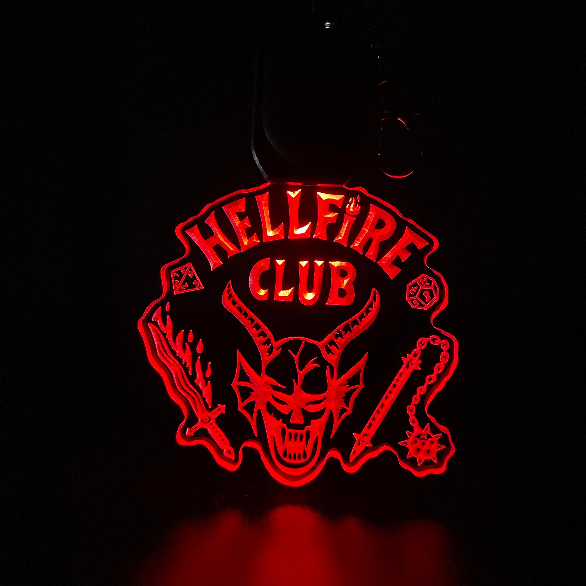 Hellfire Club Stranger Things LED Light Acrylic Keychain , Christmas Tree Decor