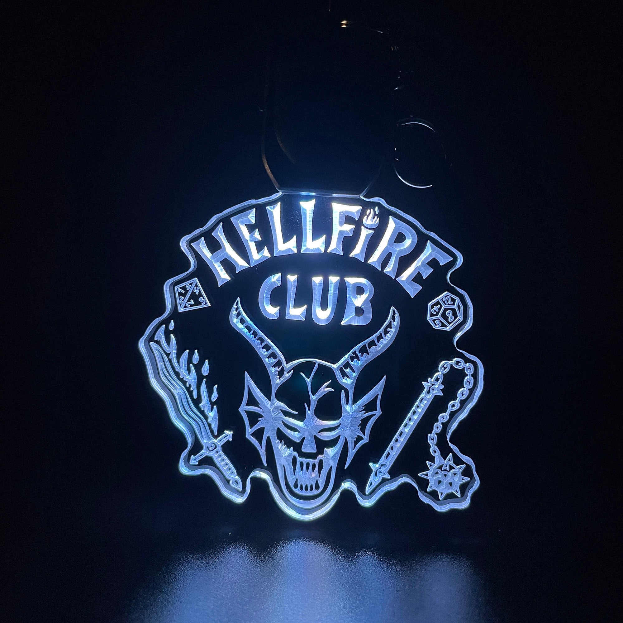Hellfire Club Stranger Things LED Light Acrylic Keychain , Christmas Tree Decor