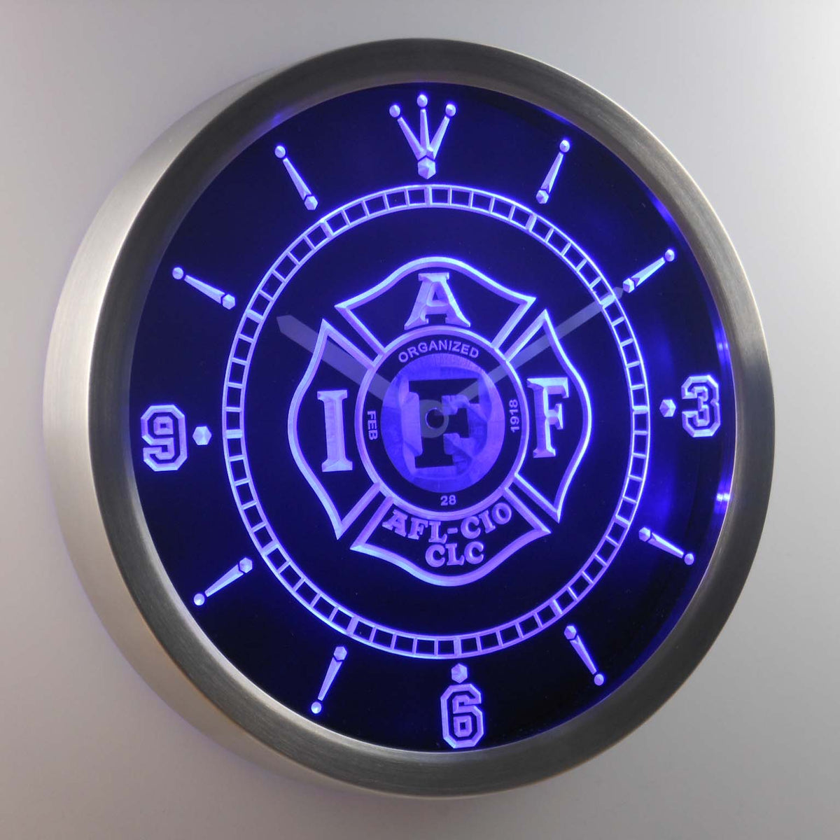 Fire Rescue IAFF FireFighters Department Neon Sign LED Clock