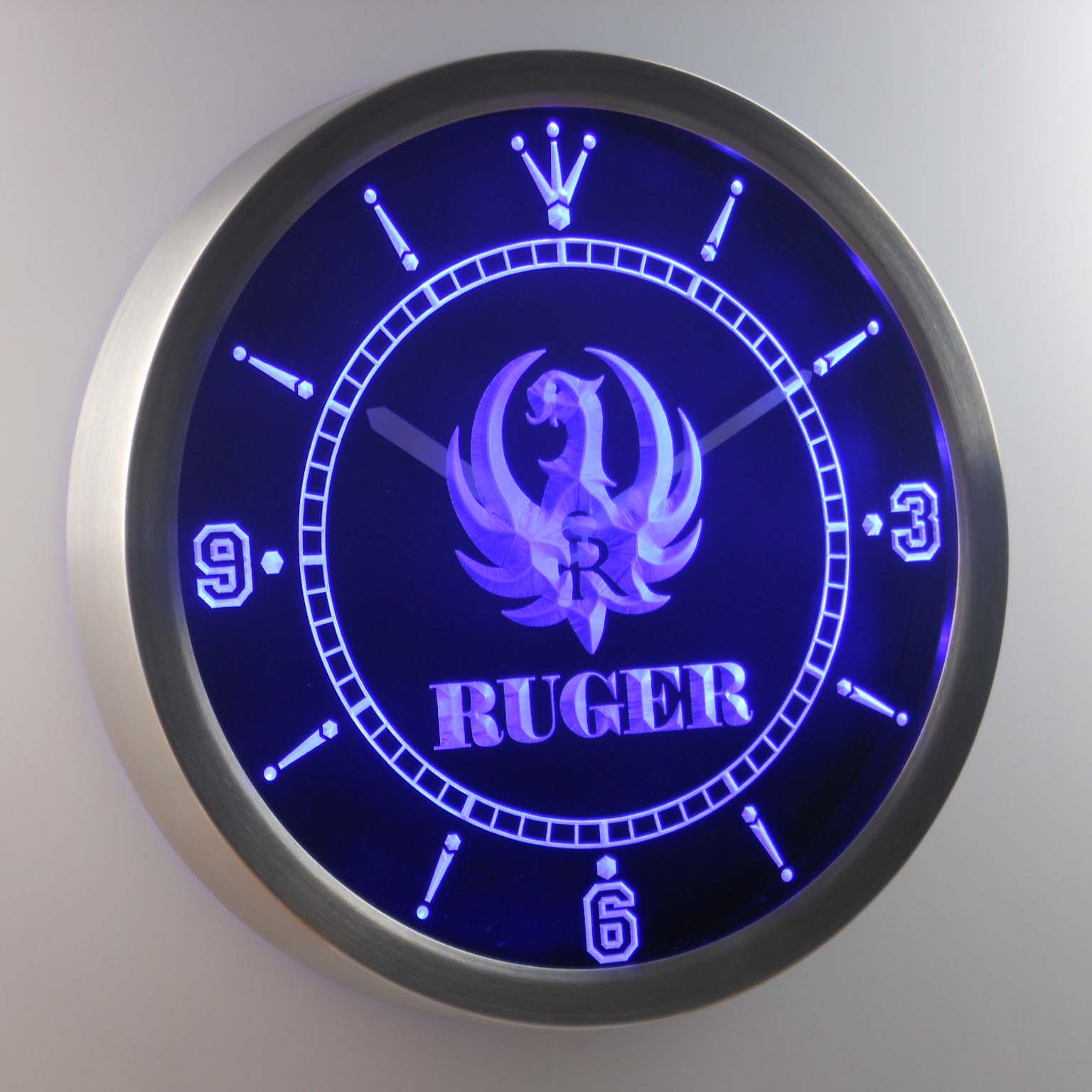 Ruger Firearms Gun Logo Neon Sign LED Clock