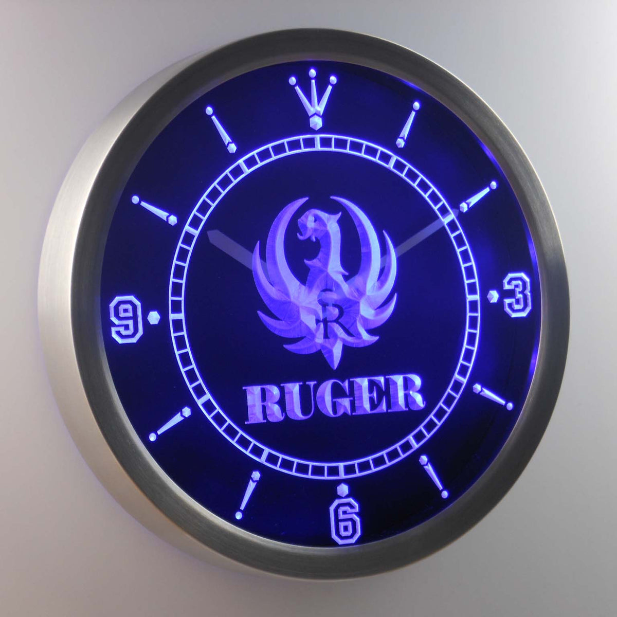 Ruger Firearms Gun Logo Neon Sign LED Clock