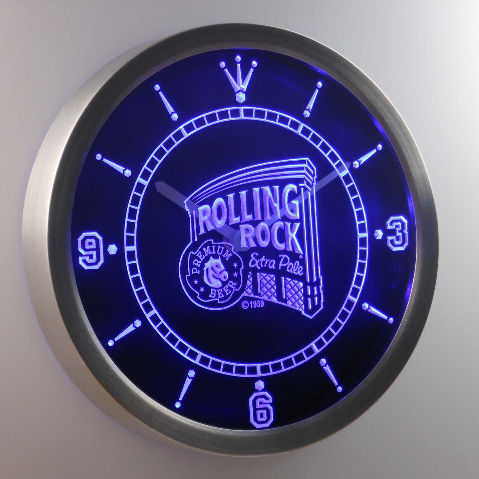 Rolling Rock Beer Bar Neon Sign LED Wall Clock