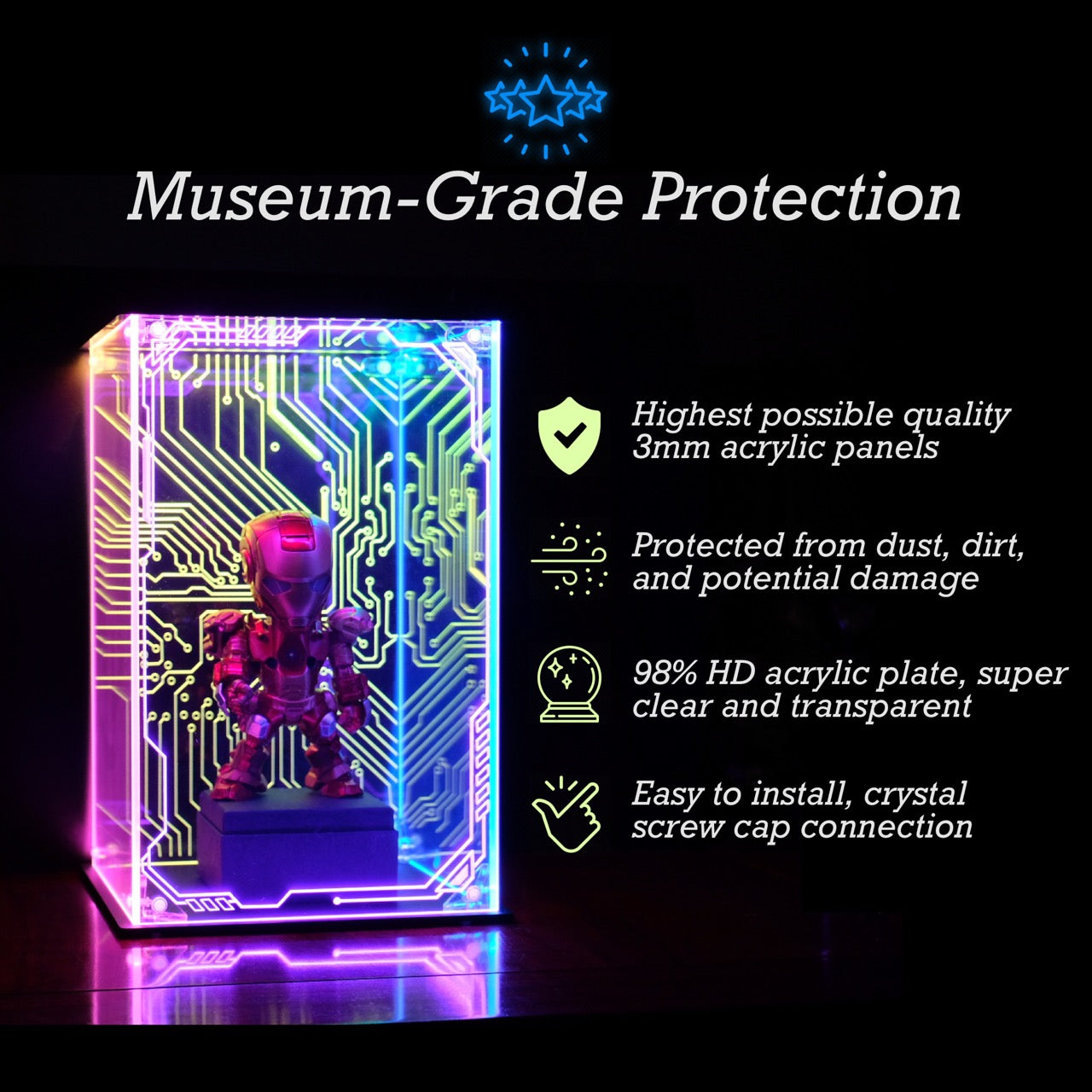 Custom LED Display Case For Lego Minifigure, Collectible Figures, Funko Pop, Diecast Car Models