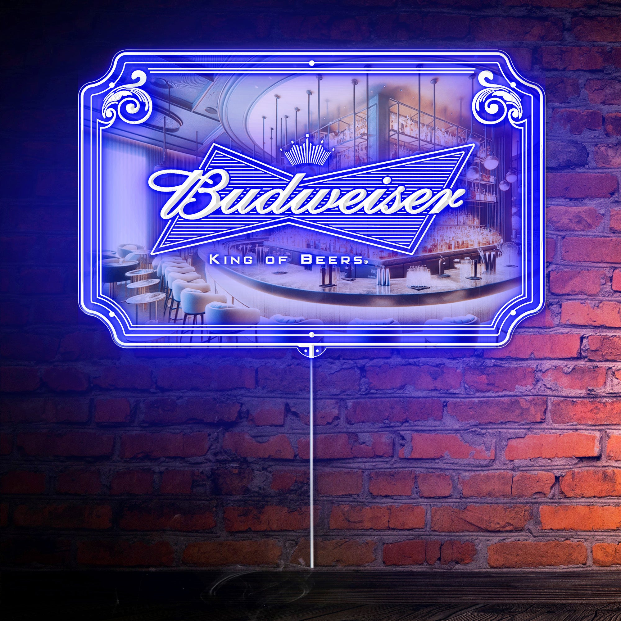 Budweiser RGB LED Bar Sign with Elegant Mirror Backing