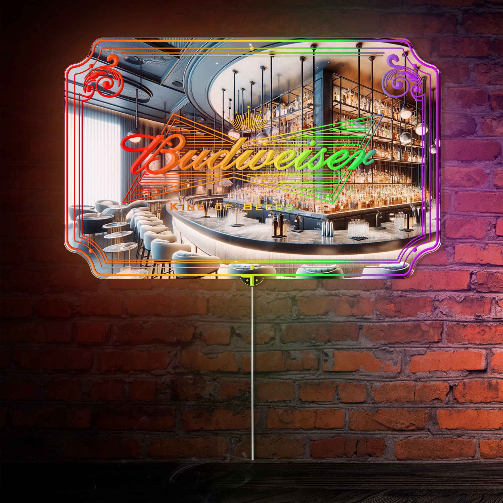 Budweiser RGB LED Bar Sign with Elegant Mirror Backing