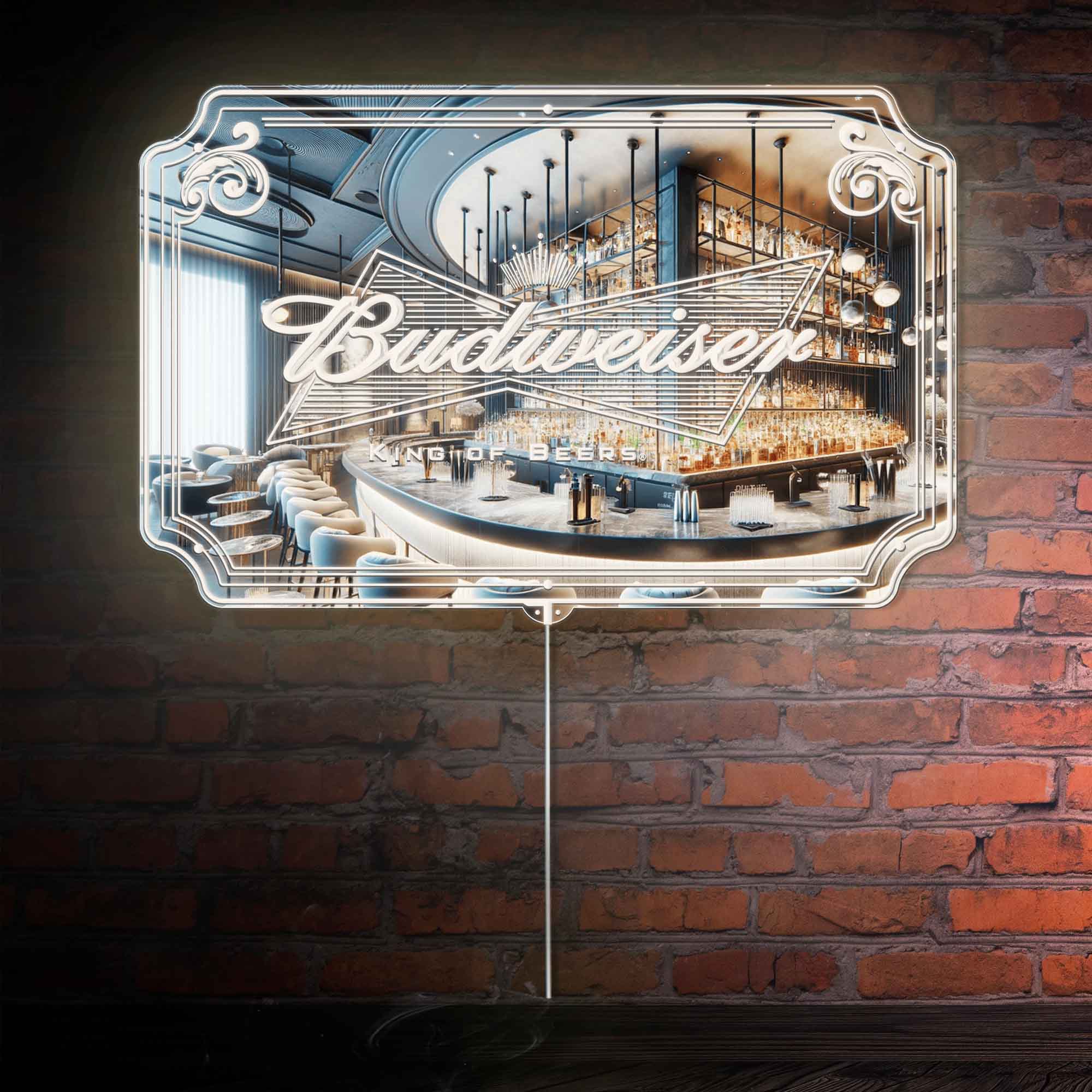 Budweiser RGB LED Bar Sign with Elegant Mirror Backing