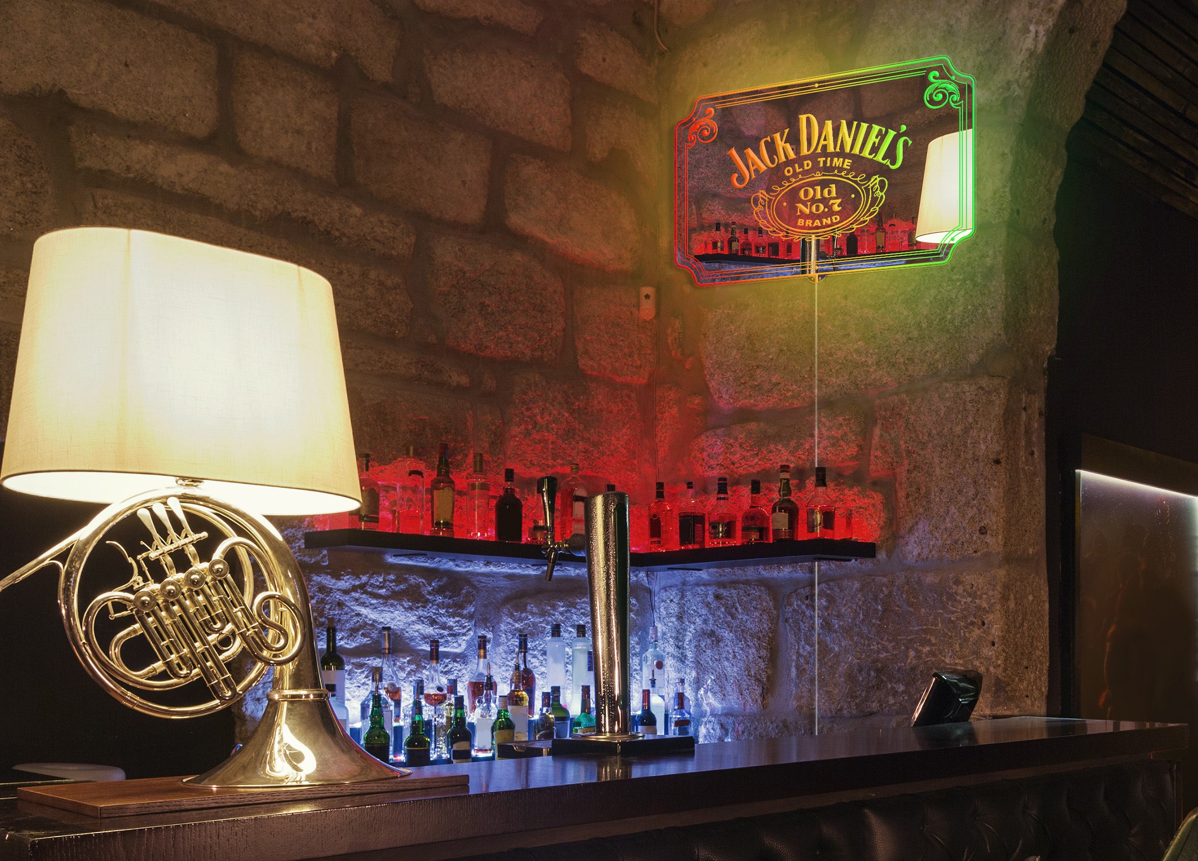 Jack Daniel's RGB LED Neon Sign with Elegant Mirror Backing