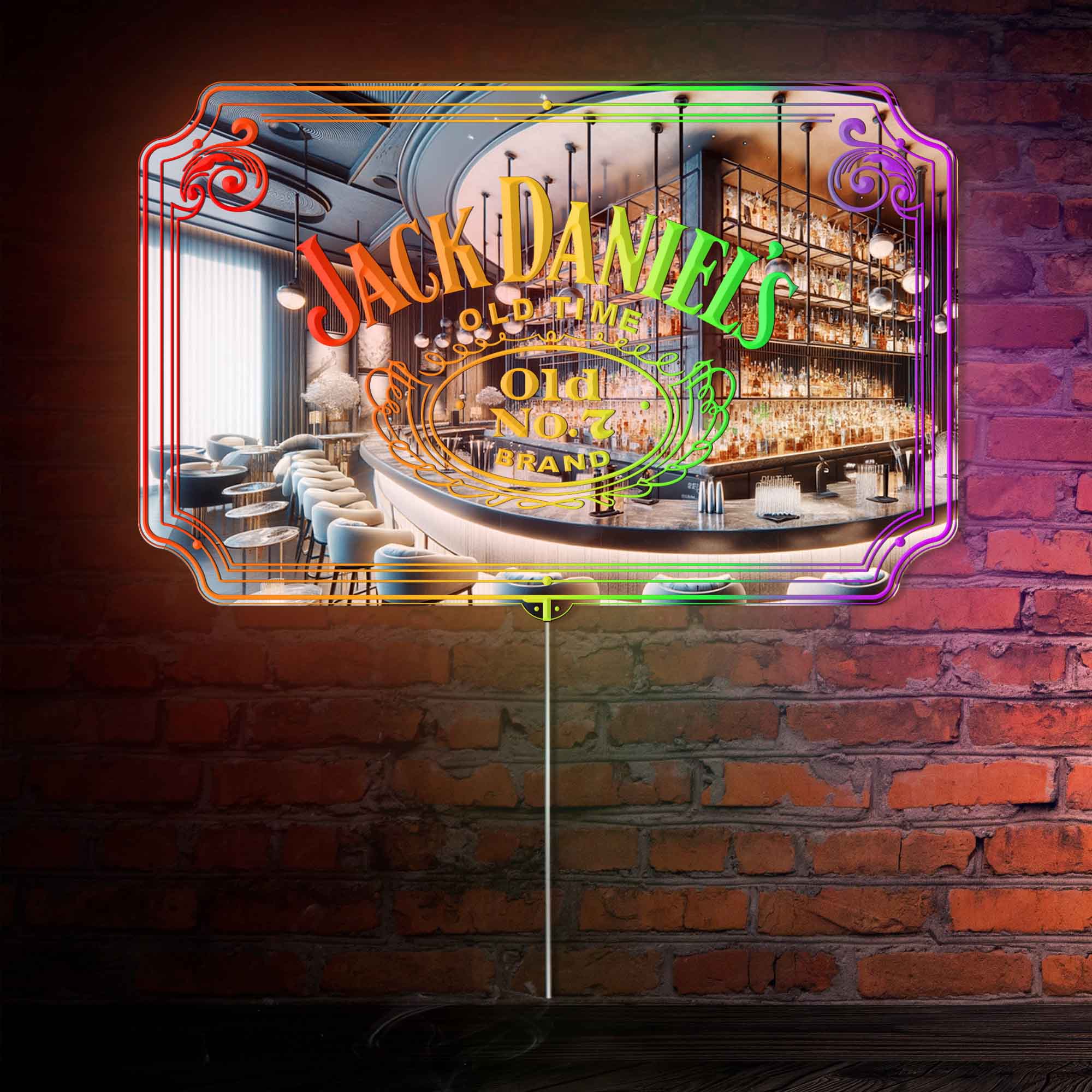 Jack Daniel's RGB LED Neon Sign with Elegant Mirror Backing