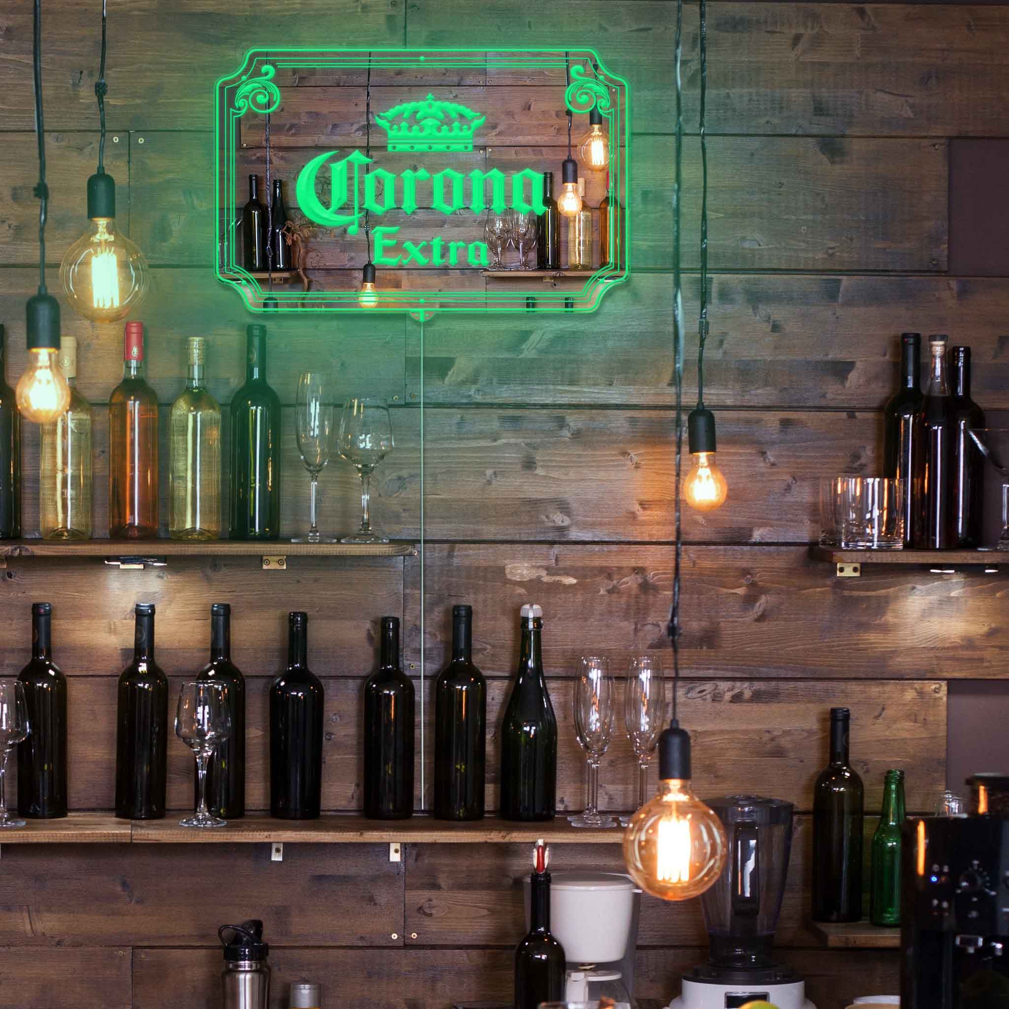 Corona Extra Crown RGB LED Neon Sign with Elegant Mirror Backing