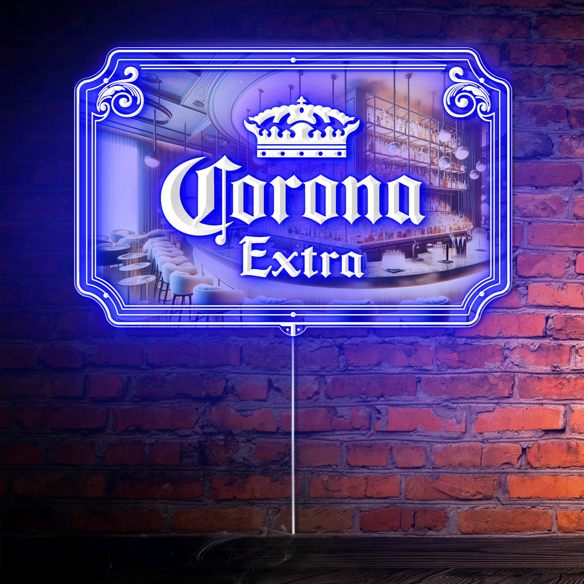 Corona Extra Crown RGB LED Neon Sign with Elegant Mirror Backing