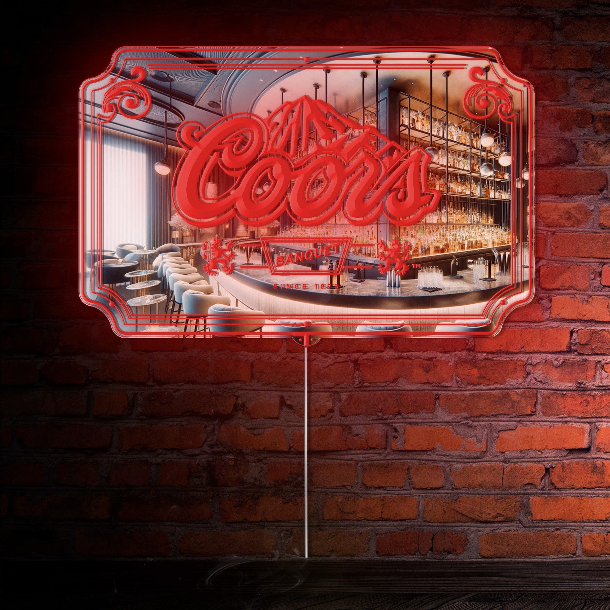 Coors Banquet RGB LED Neon Sign with Elegant Mirror Backing