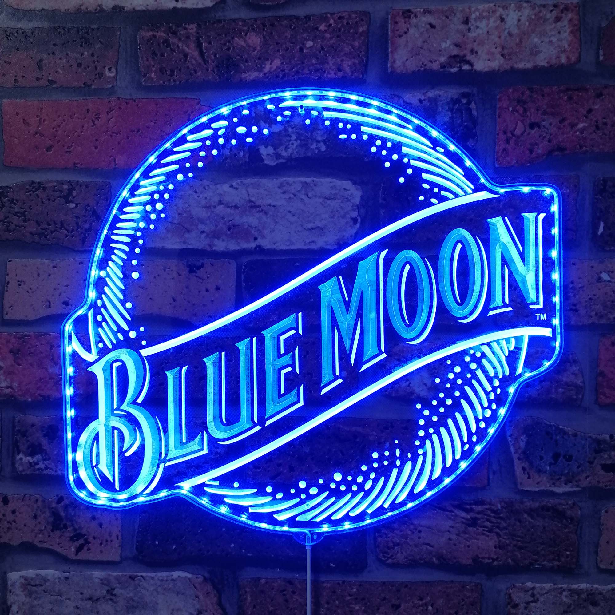 blue moon beer Dynamic RGB Edge Lit LED Sign