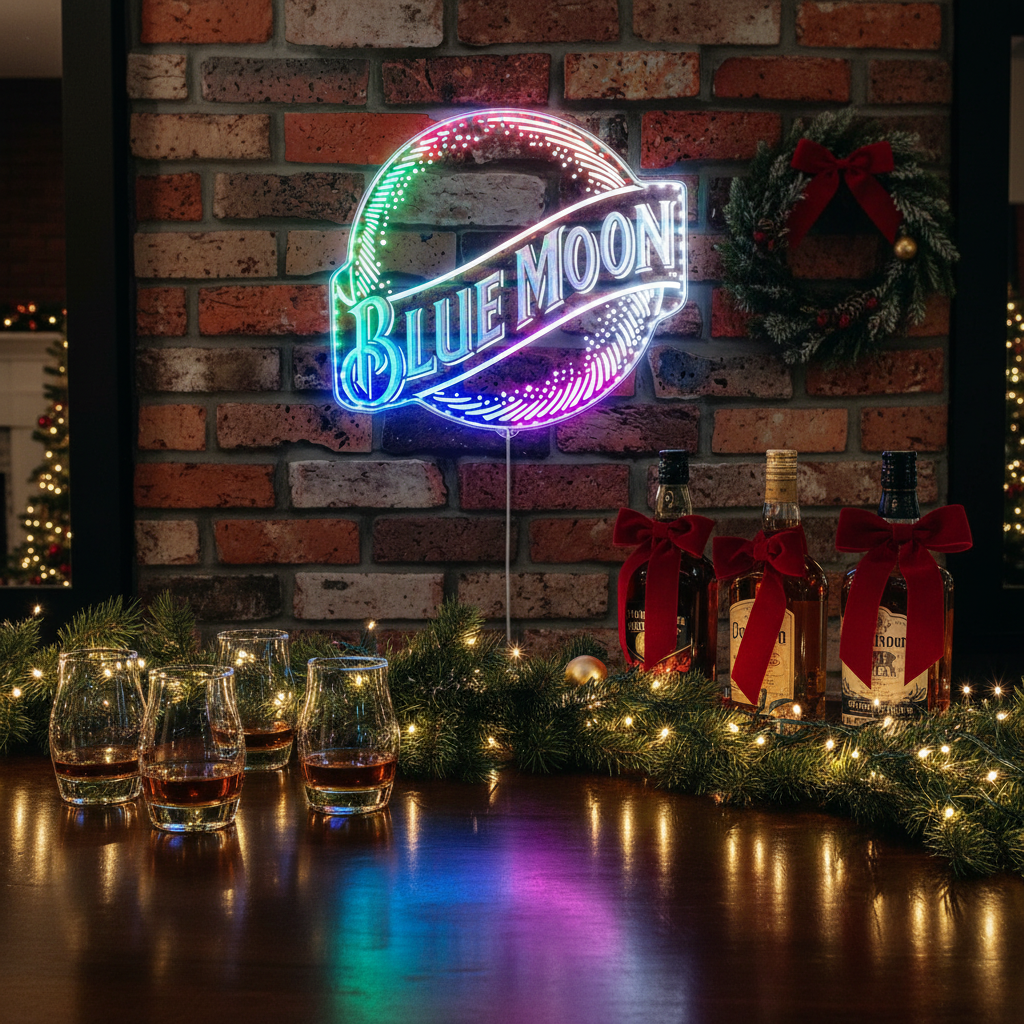 blue moon beer Neon RGB Edge Lit LED Sign