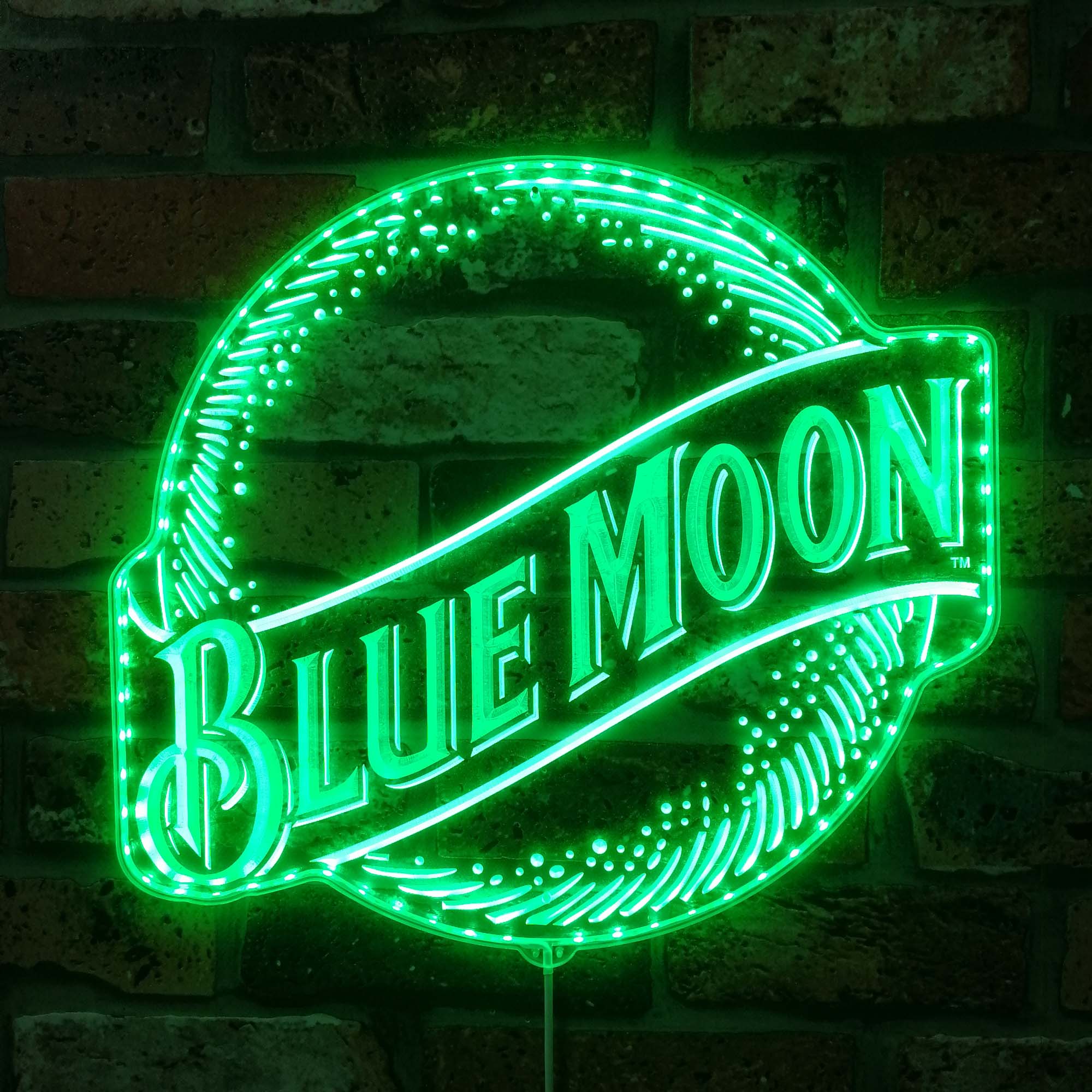 blue moon beer Dynamic RGB Edge Lit LED Sign