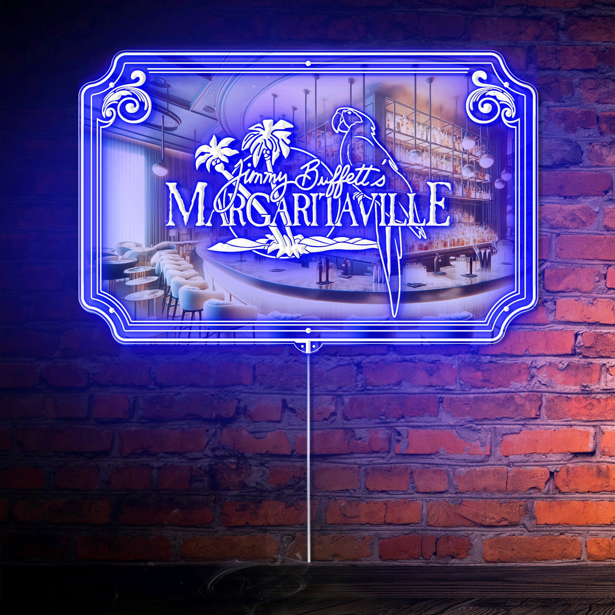 Jimmy Buffett's Margaritaville RGB LED Neon Sign with Elegant Mirror Backing