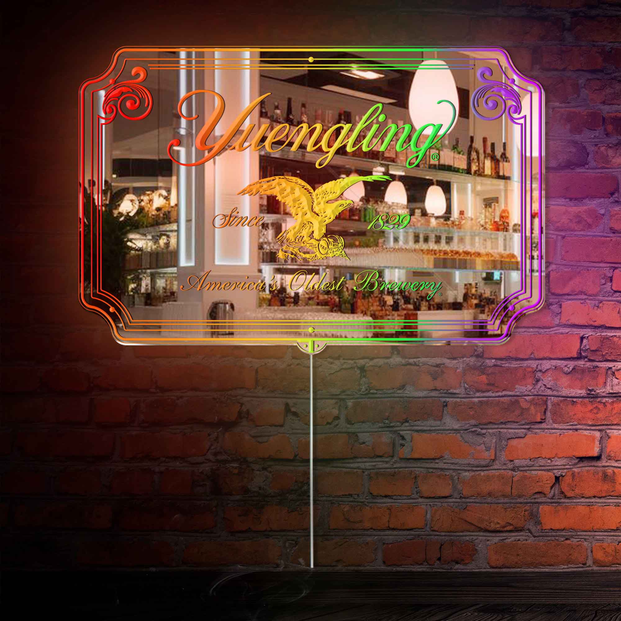 Yuengling Beer RGB LED Neon Sign with Elegant Mirror Backing